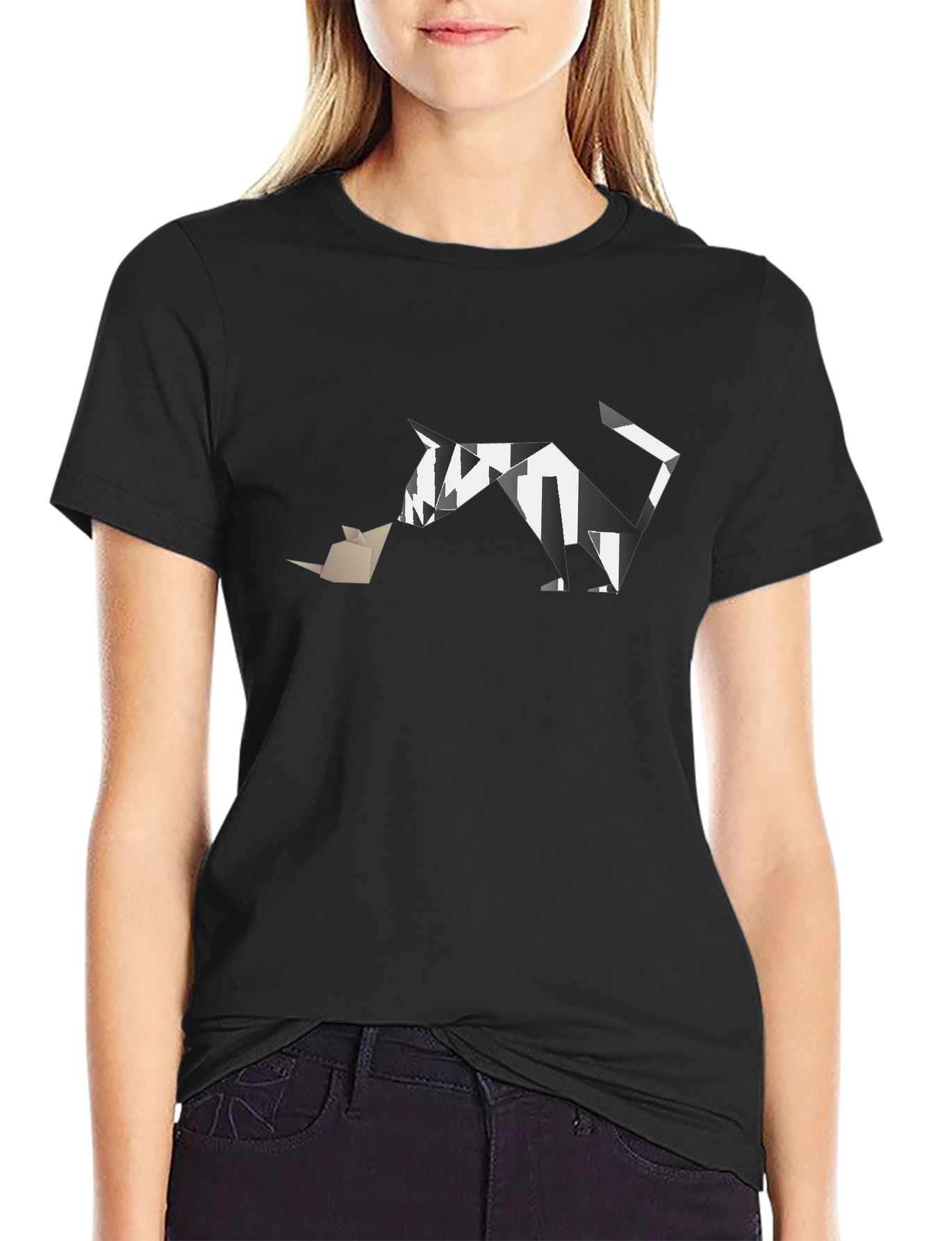 Geometric Cat and Mouse T-Shirt