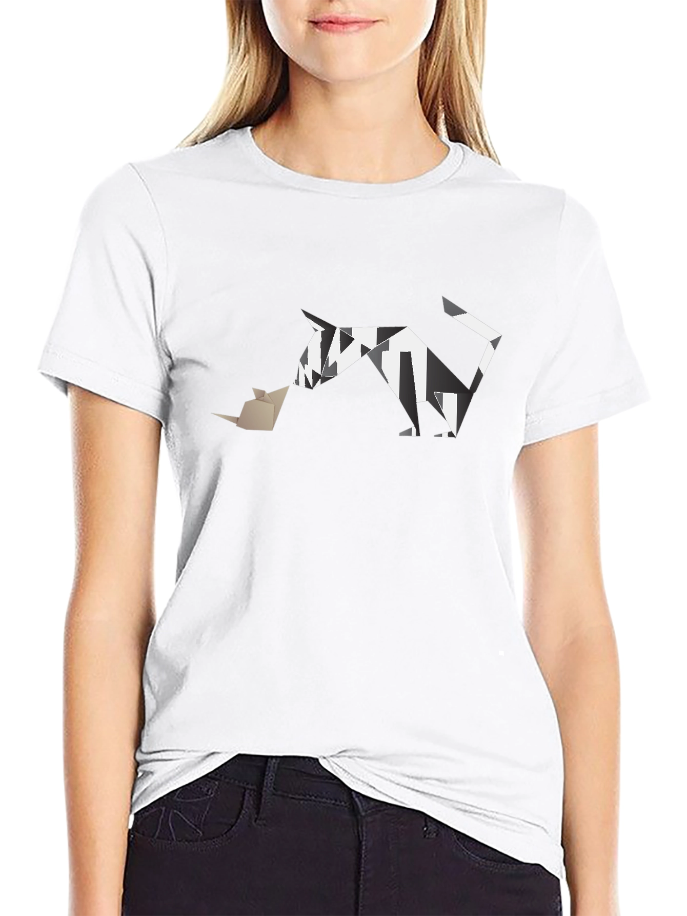 Geometric Cat and Mouse T-Shirt