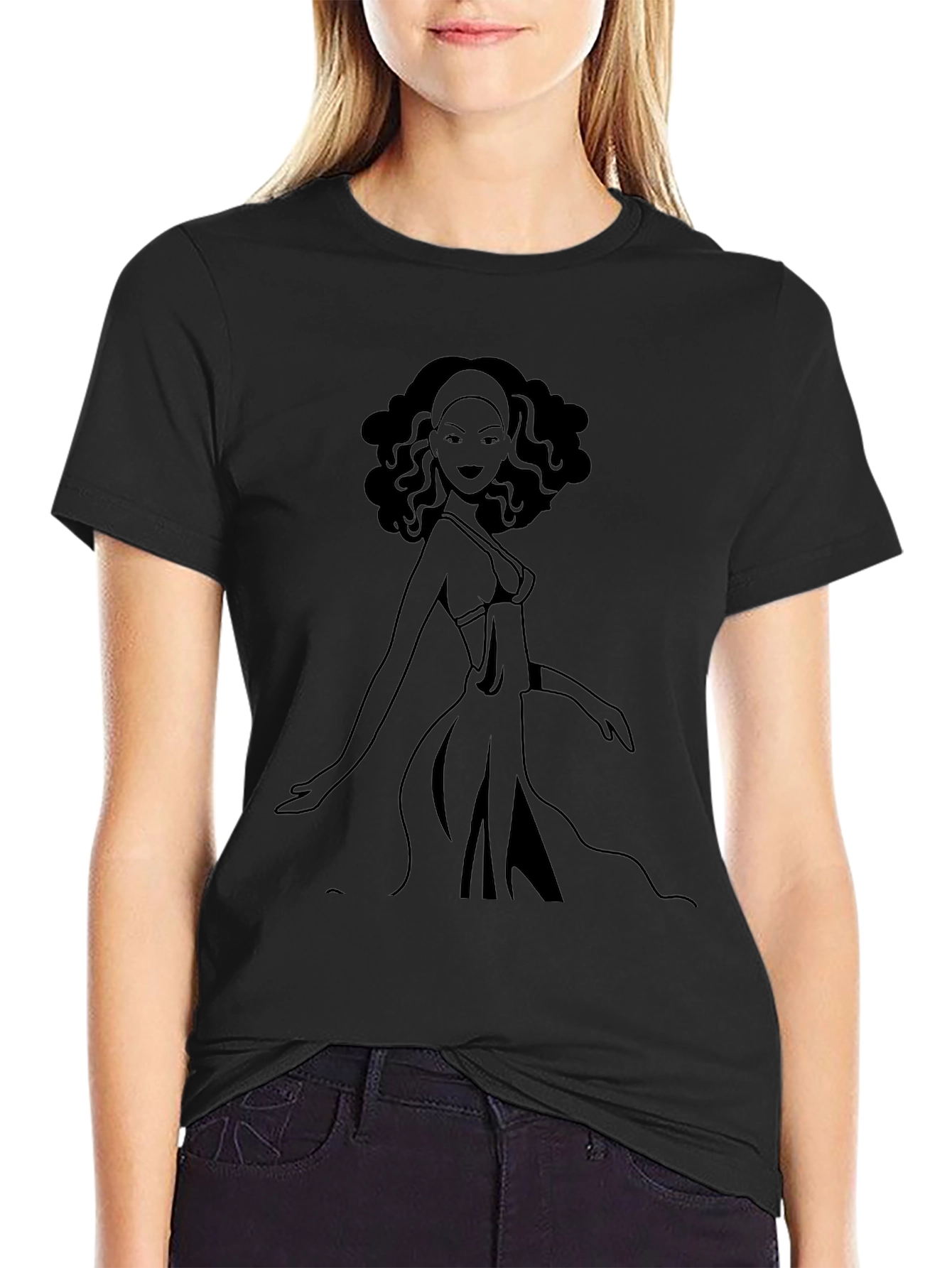 Silhouette Woman Graphic Black Tee