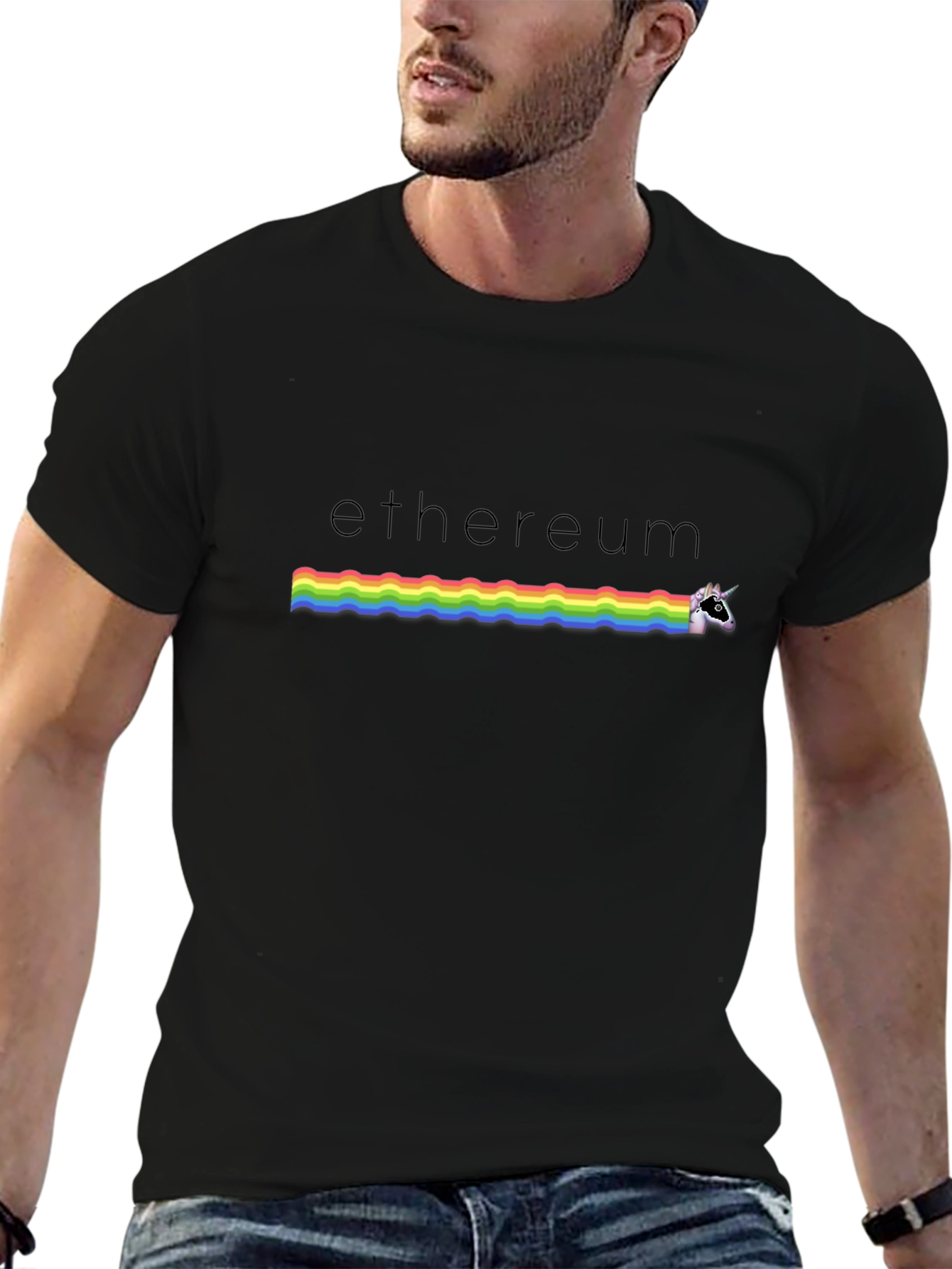 Ethereum Unicorn Rainbow Graphic T-Shirt