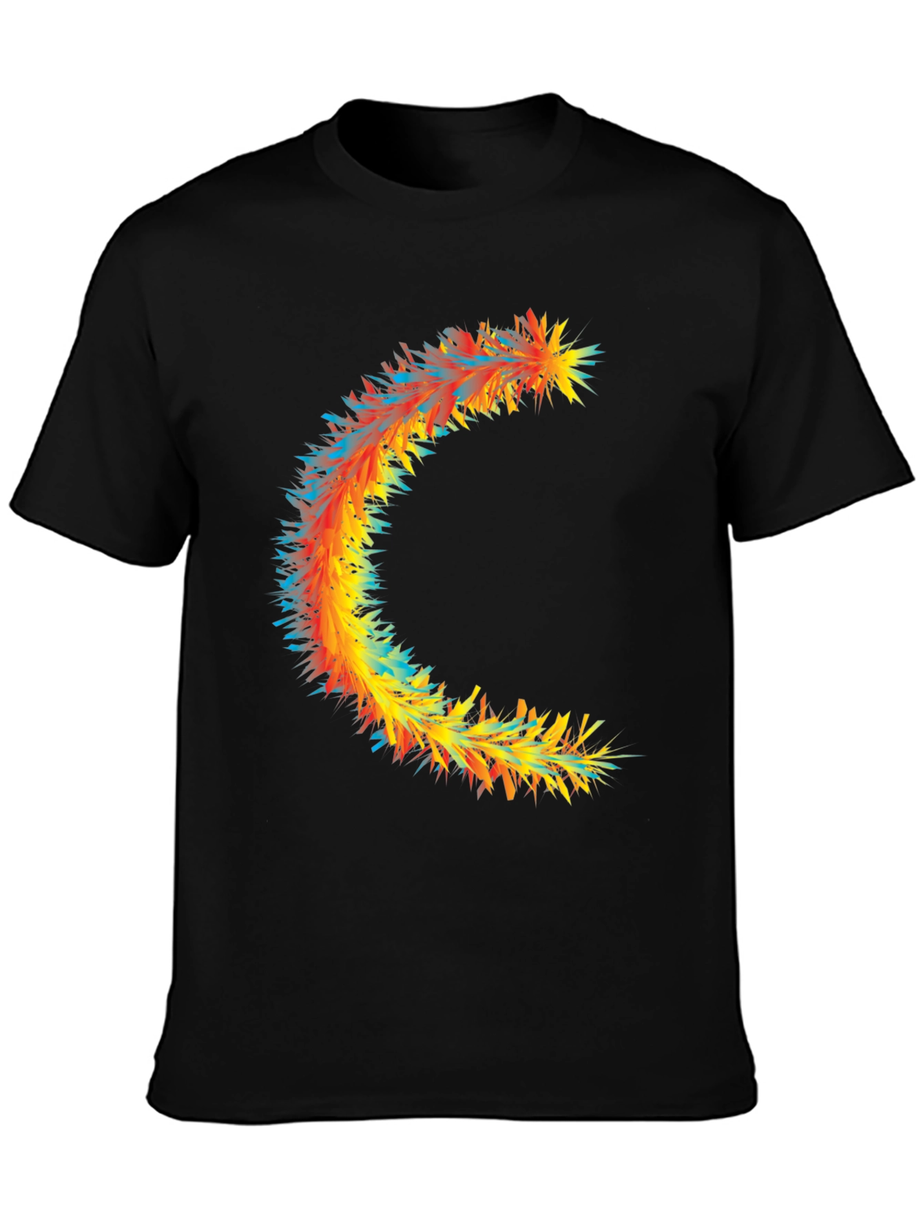 Abstract Crescent Graphic Tee - Stylish Black Cotton T-Shirt
