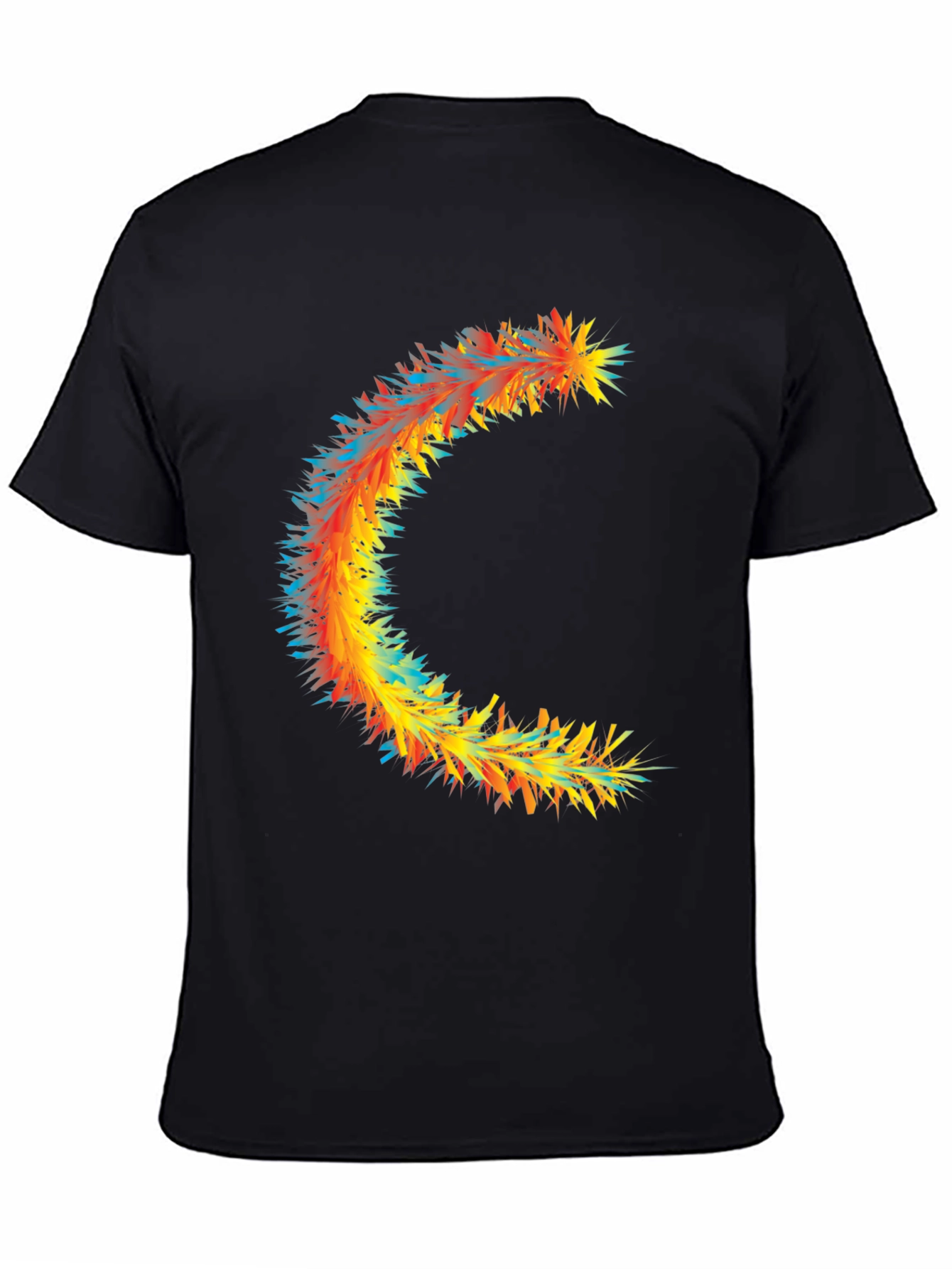 Abstract Crescent Graphic Tee - Stylish Black Cotton T-Shirt