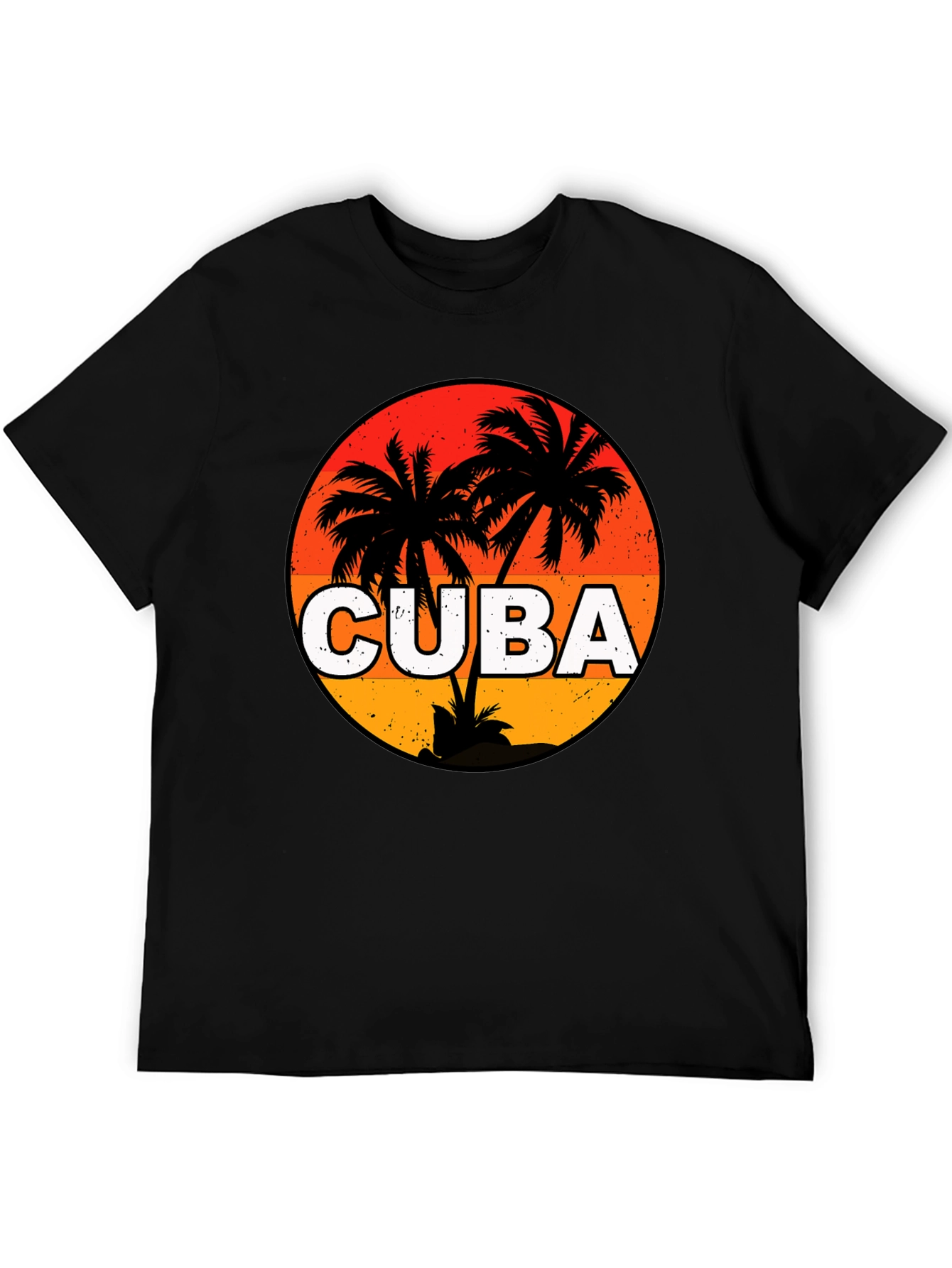 Cuba Palm Tree Sunset Graphic T-Shirt