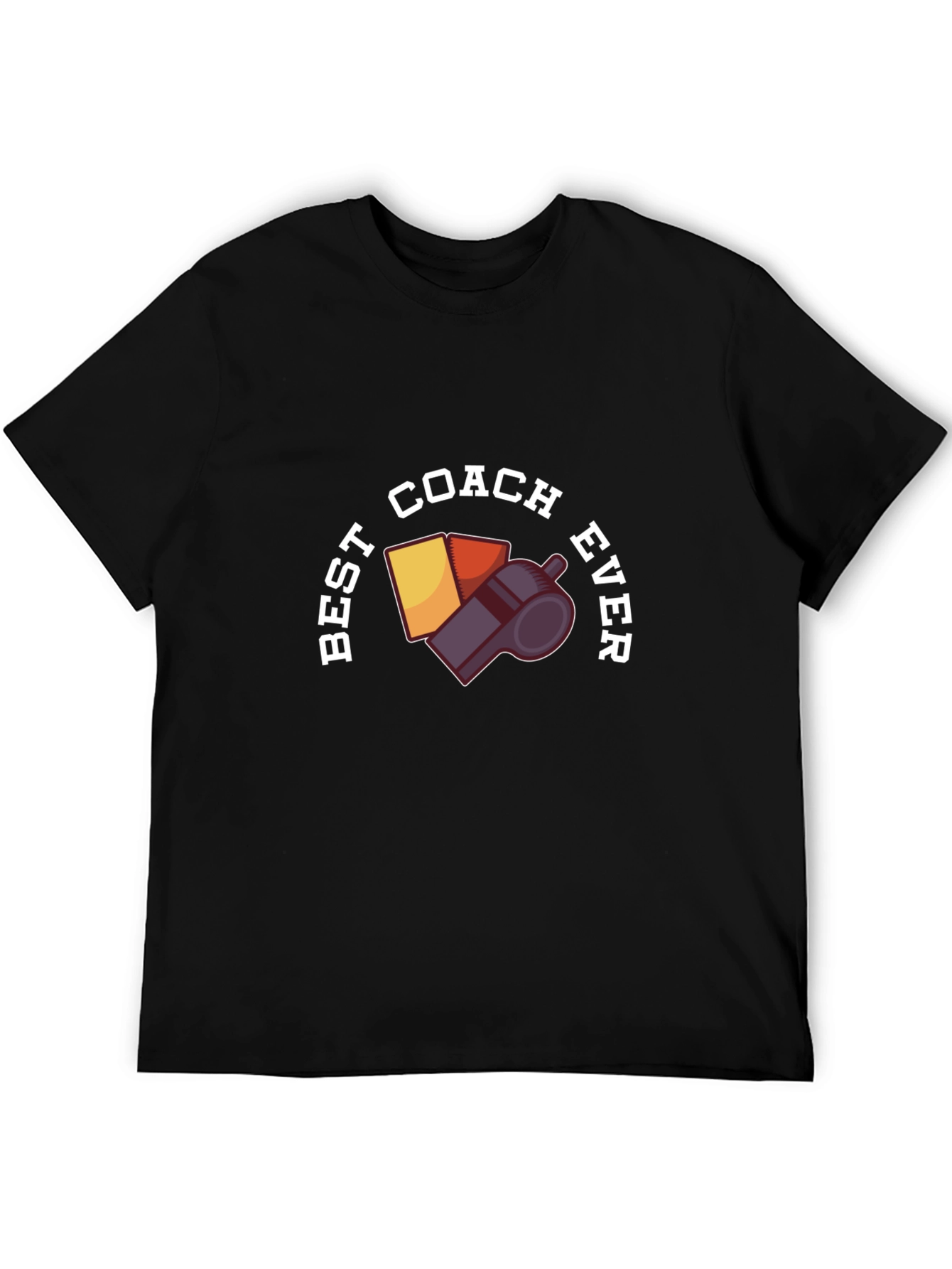 Best Coach Ever T-Shirt - Whistle & Cards Design