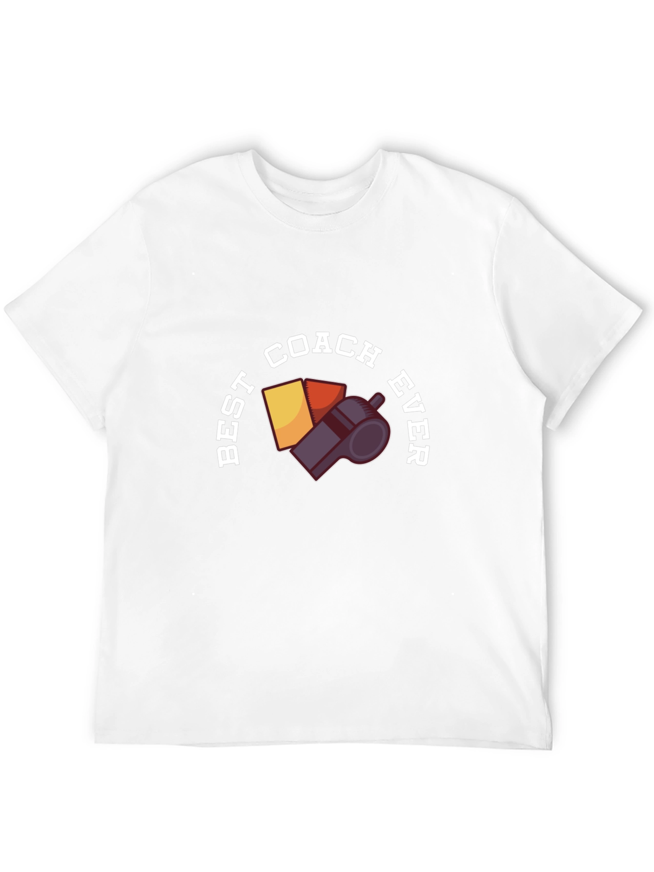 Best Coach Ever T-Shirt - Whistle & Cards Design