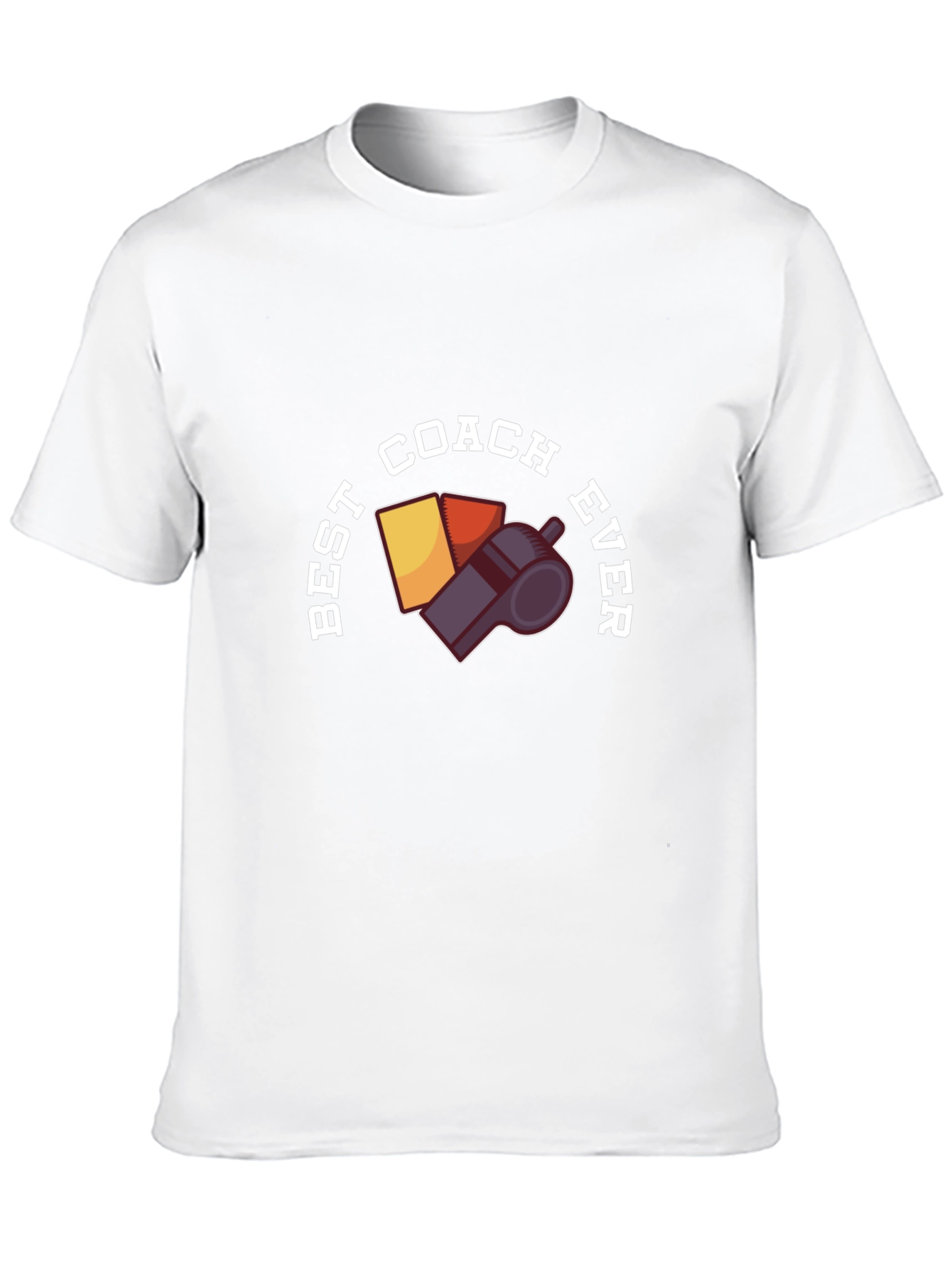 Best Coach Ever T-Shirt - Whistle & Cards Design