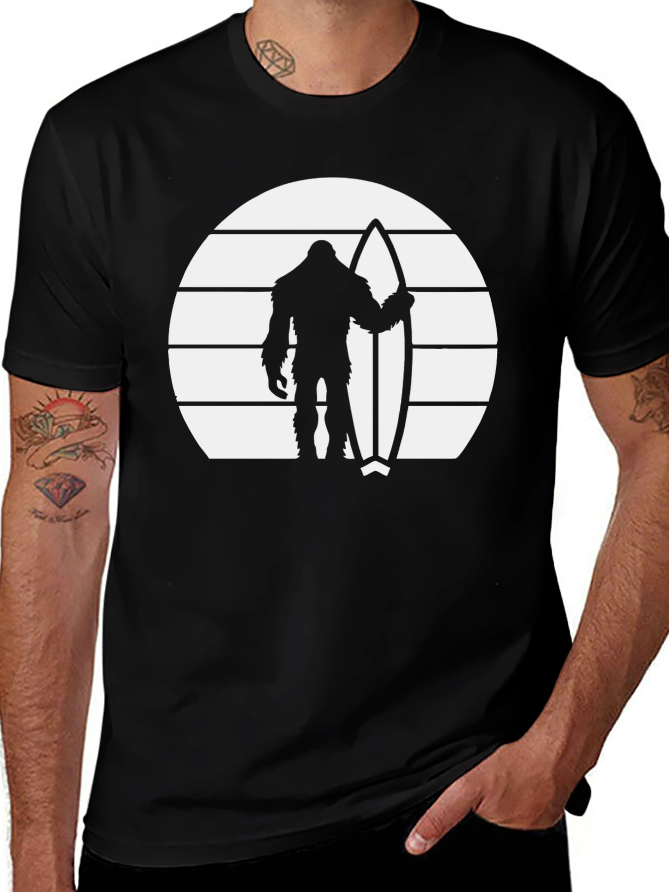 Bigfoot Surfer Graphic Tee - Black