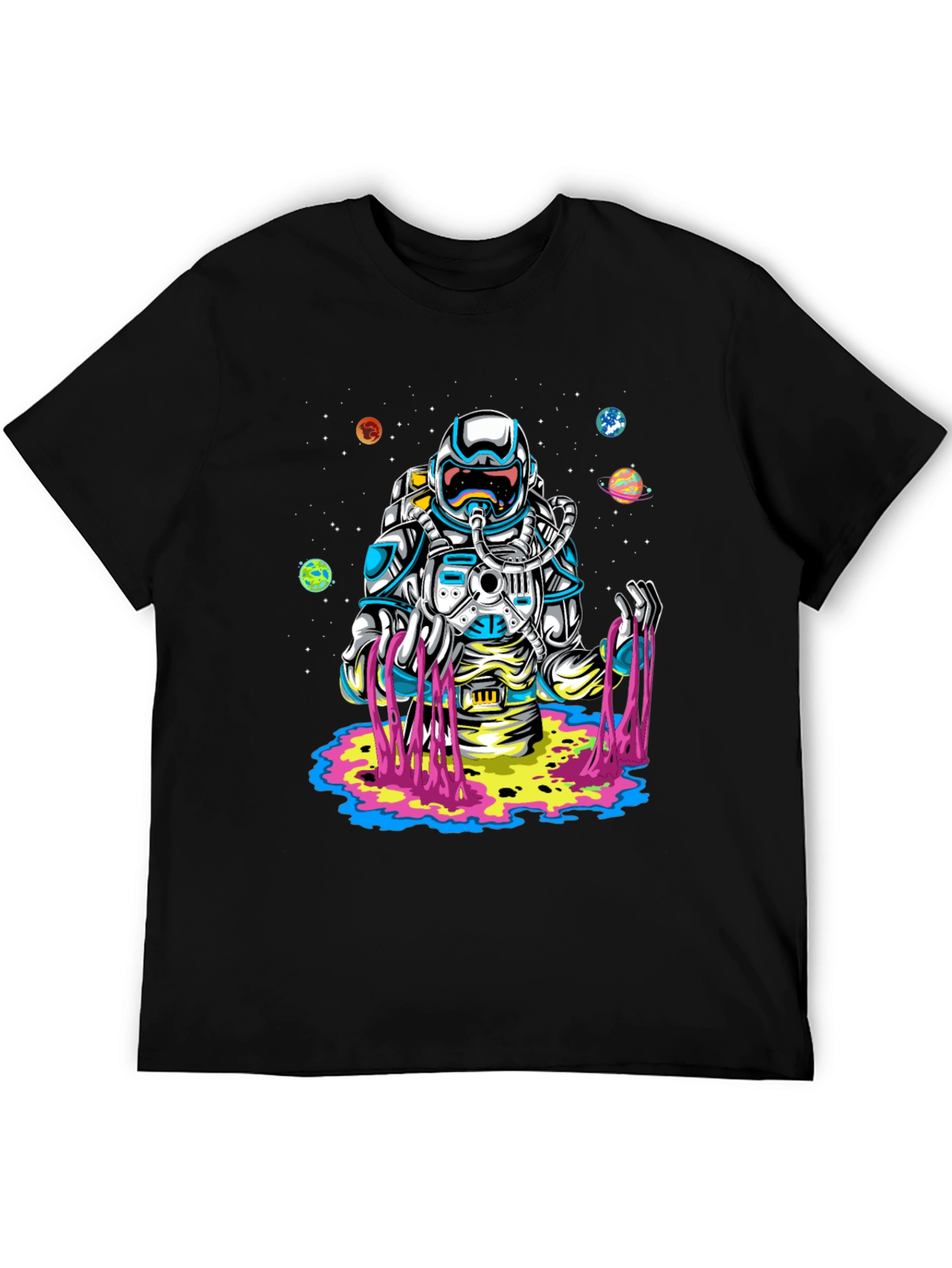 Astronaut Space Drip Graphic Tee - Black