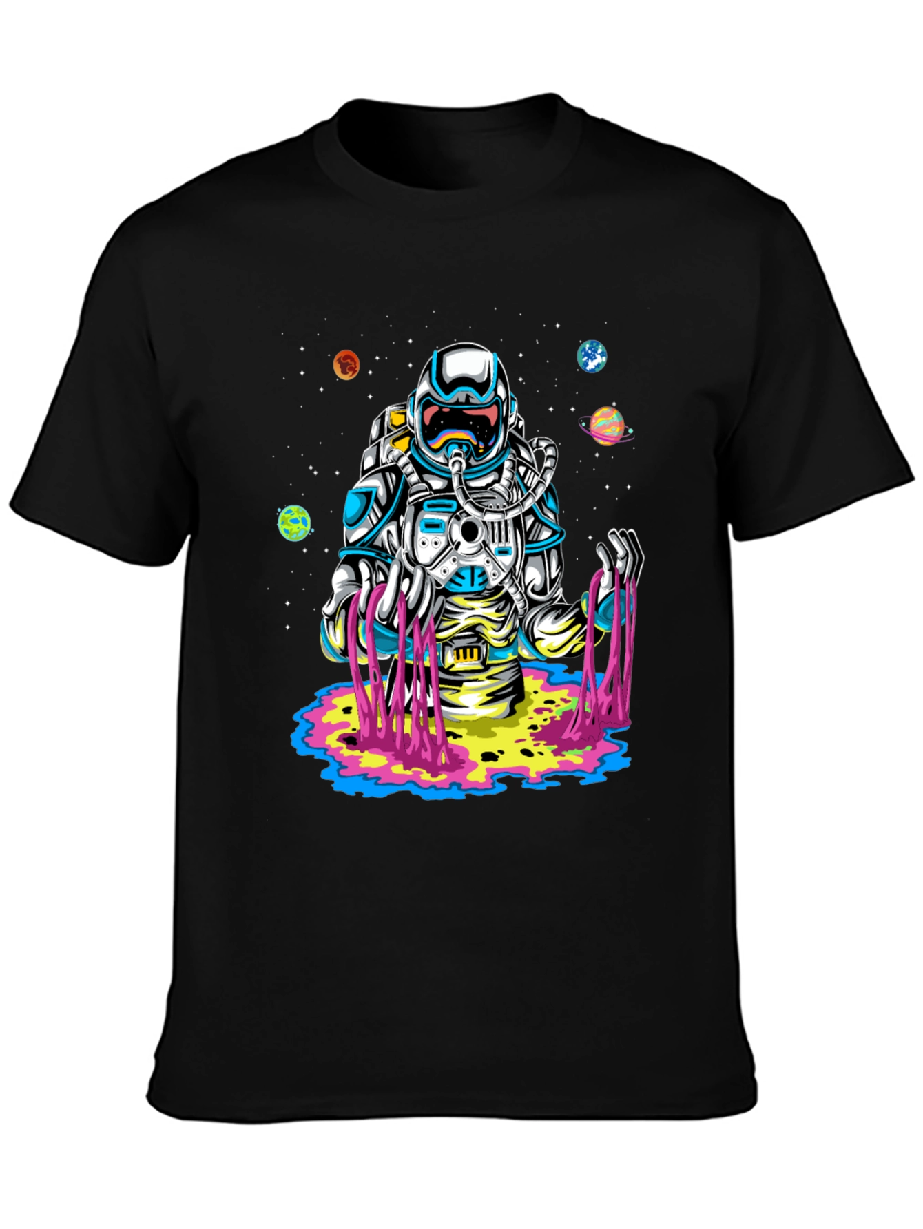 Astronaut Space Drip Graphic Tee - Black