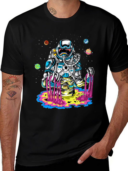 Astronaut Space Drip Graphic Tee - Black