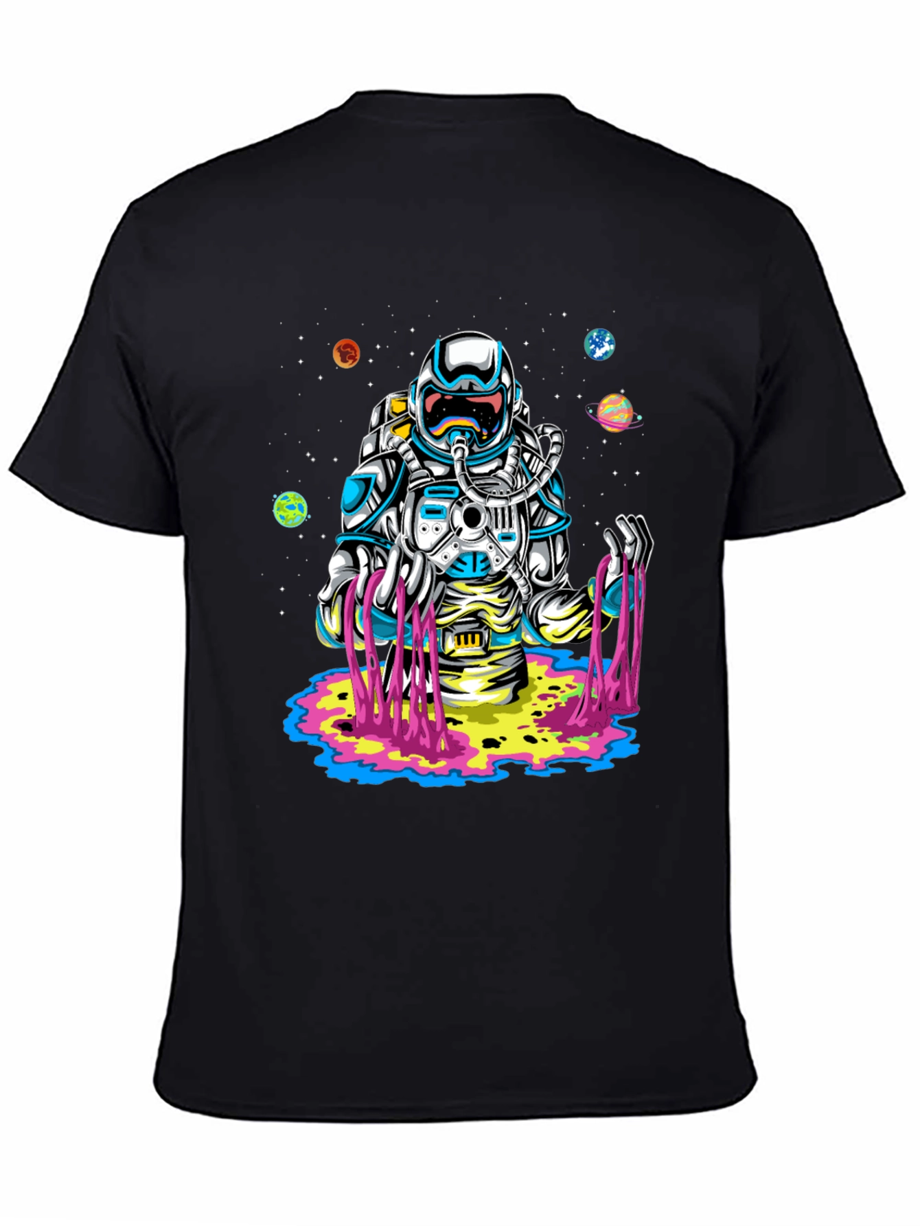 Astronaut Space Drip Graphic Tee - Black