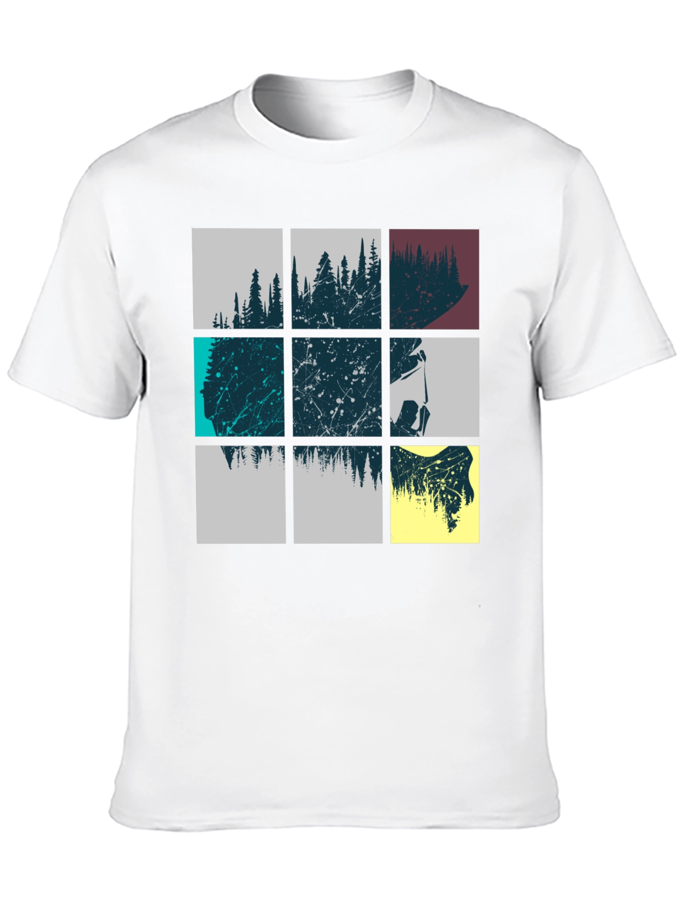 Abstract Forest Graphic Print Mens Black T-Shirt