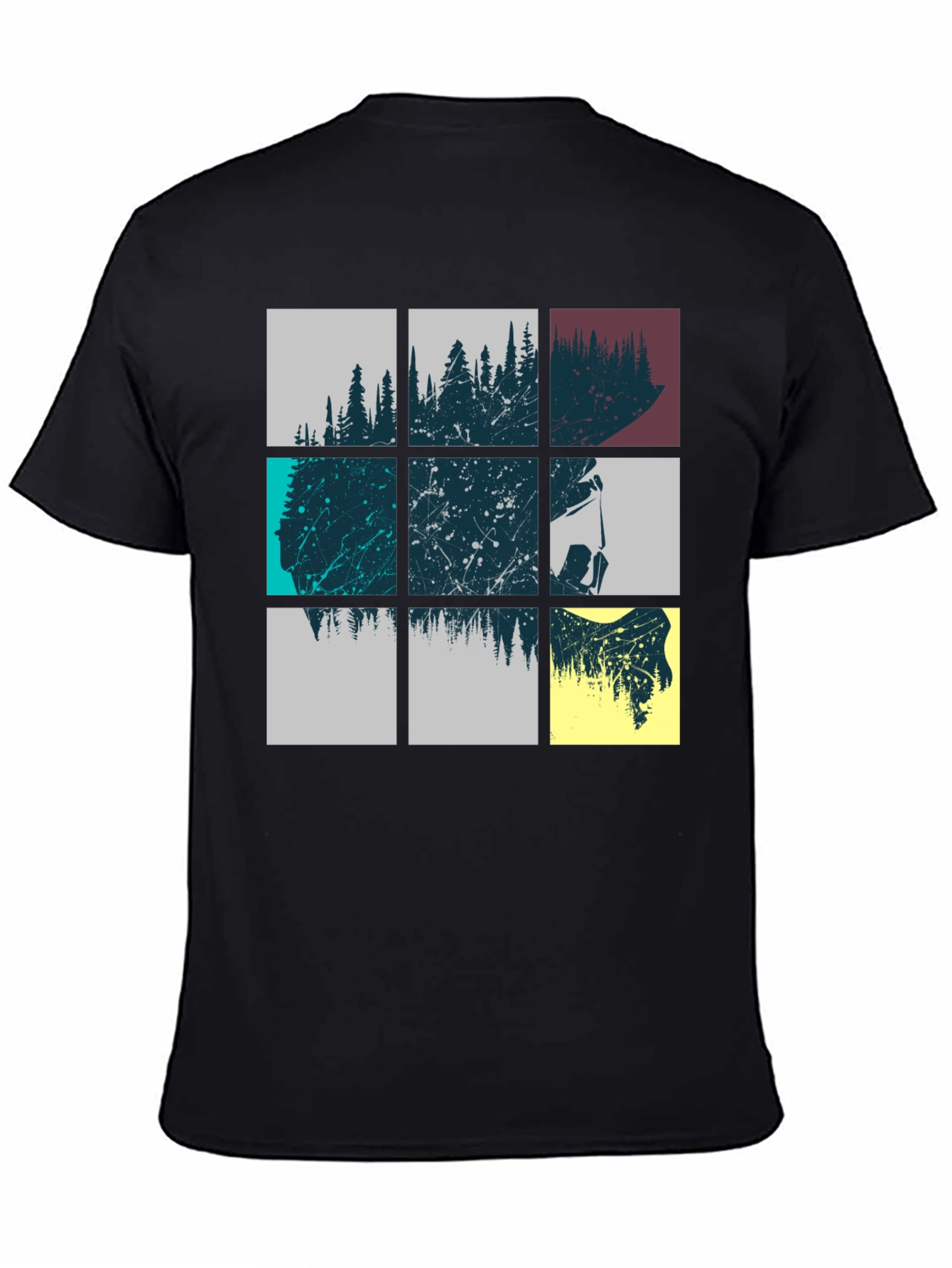 Abstract Forest Graphic Print Mens Black T-Shirt
