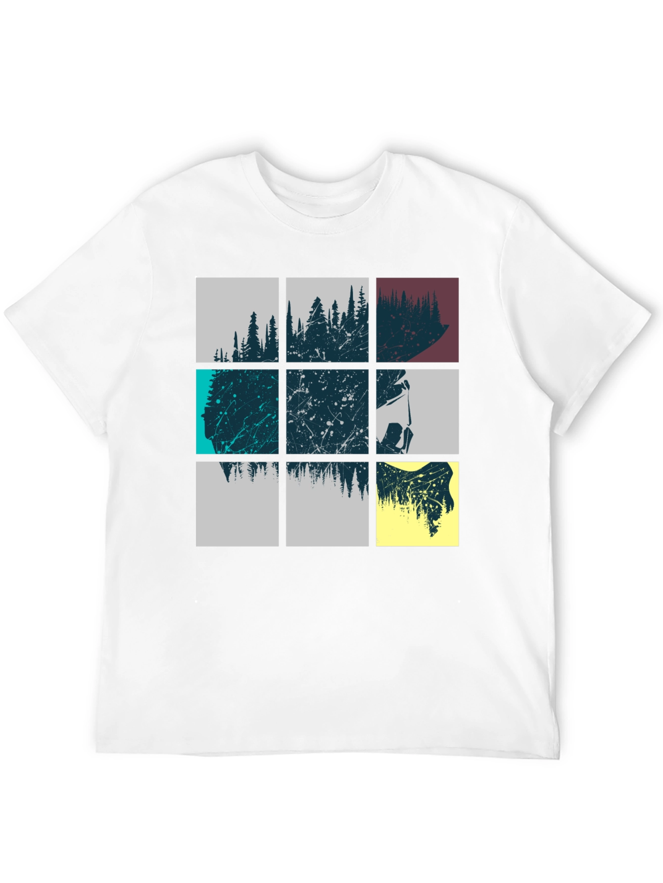 Abstract Forest Graphic Print Mens Black T-Shirt