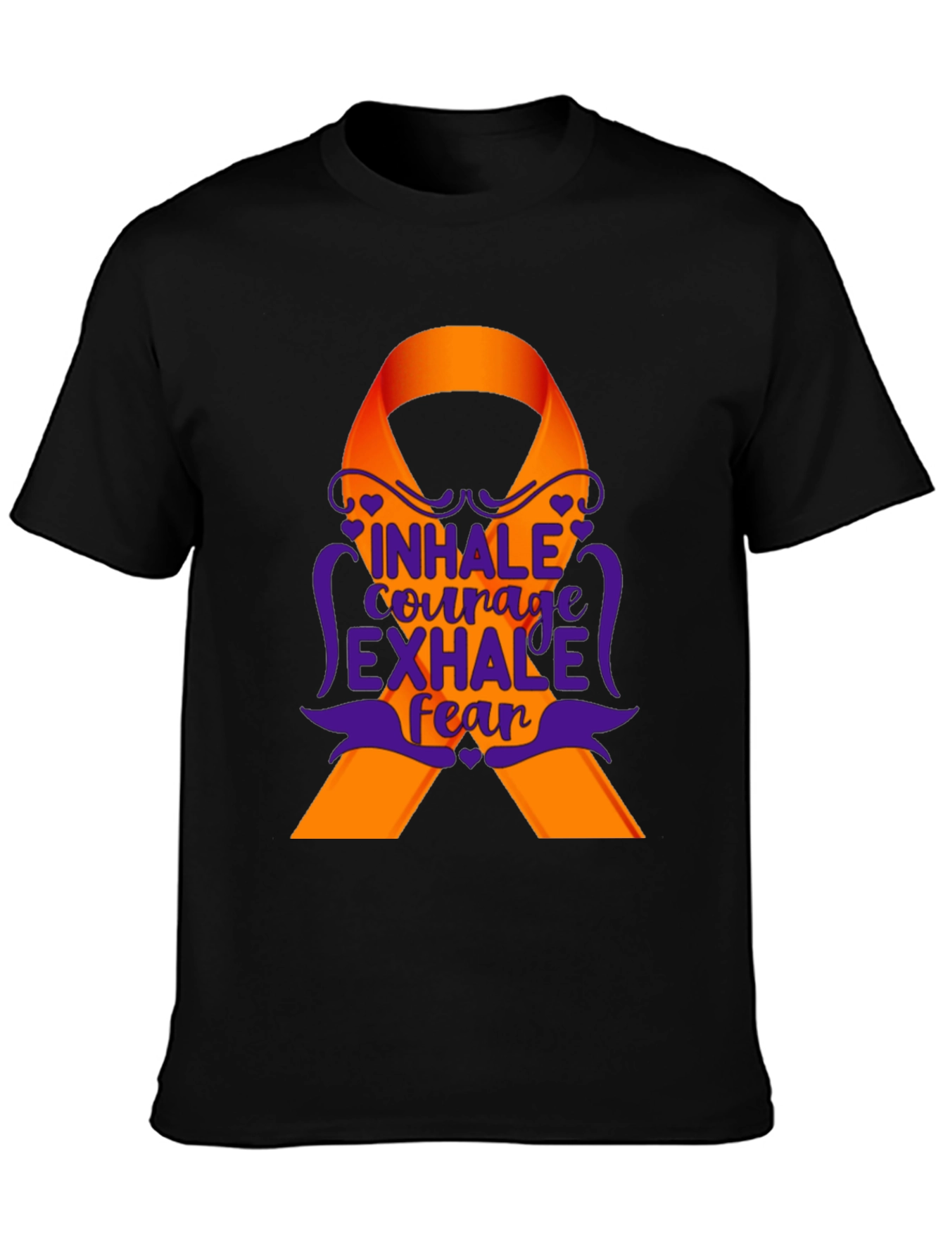 Inhale Courage Exhale Fear Awareness Ribbon T-Shirt