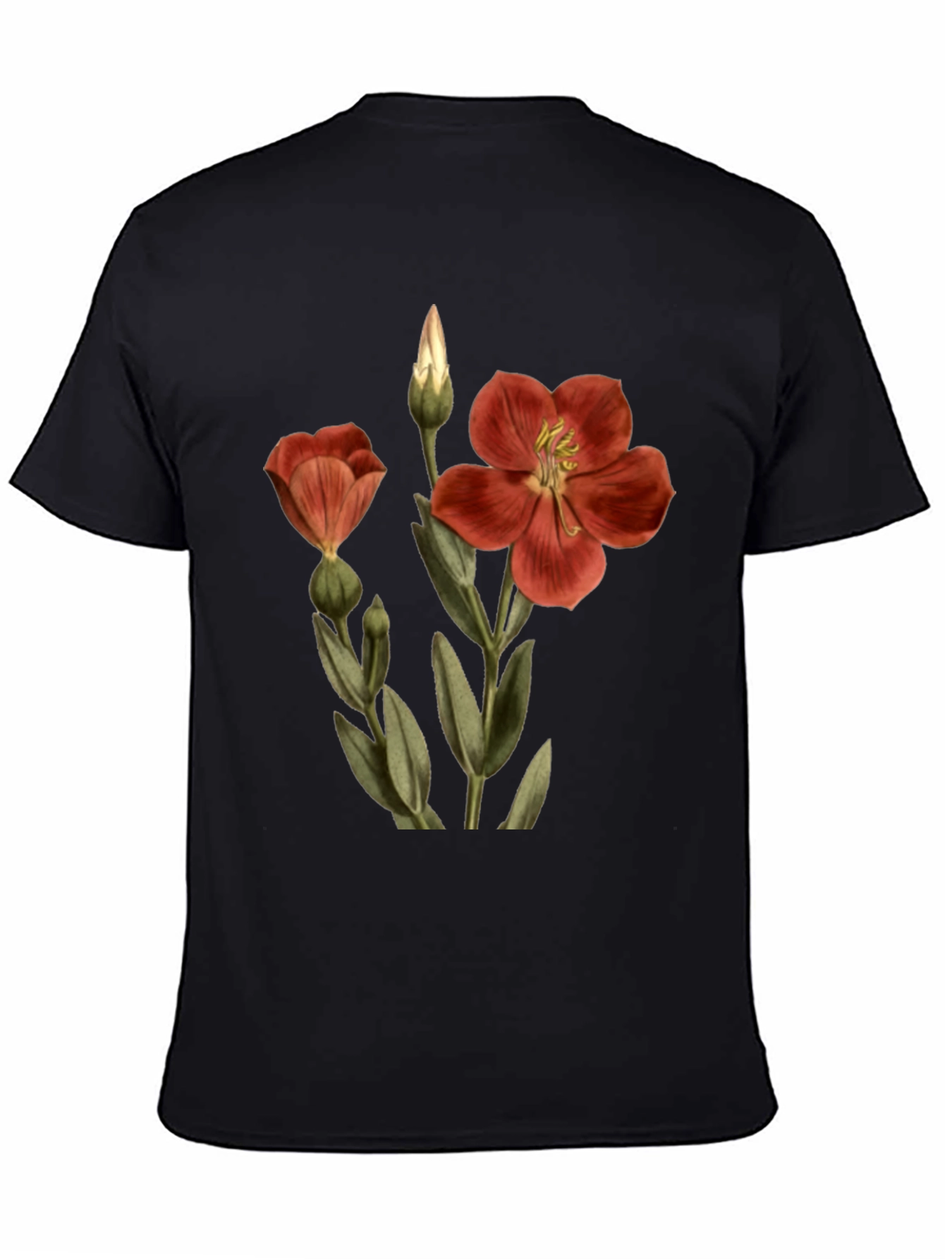 Floral Print Tee - Black Cotton Comfort