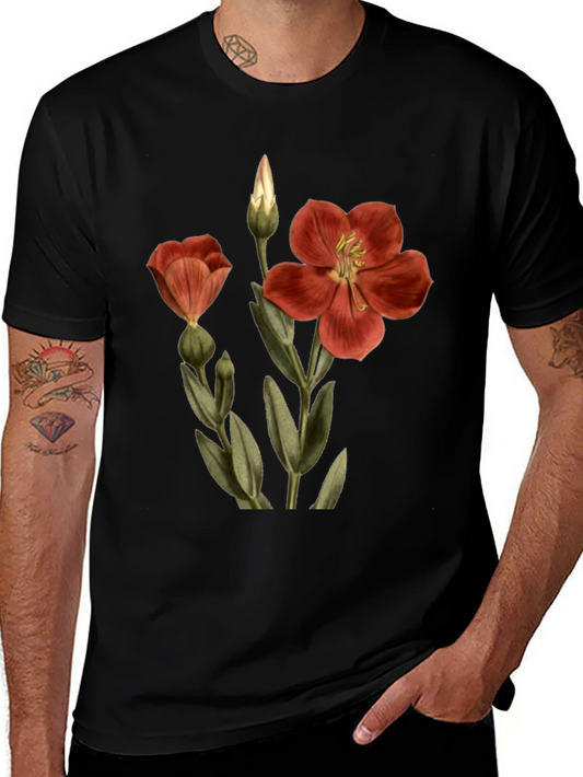 Floral Print Tee - Black Cotton Comfort