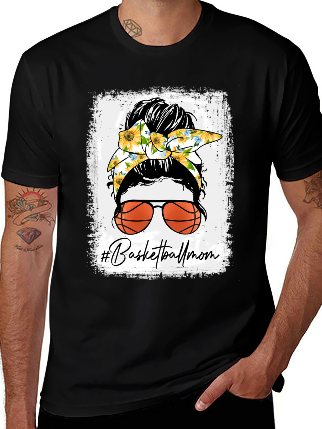 Basketball Mom Messy Bun T-Shirt