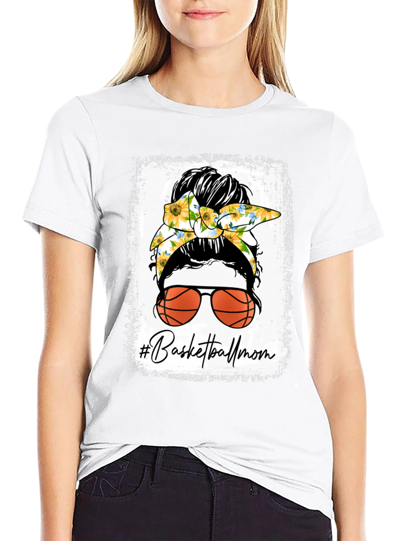 Basketball Mom Messy Bun T-Shirt