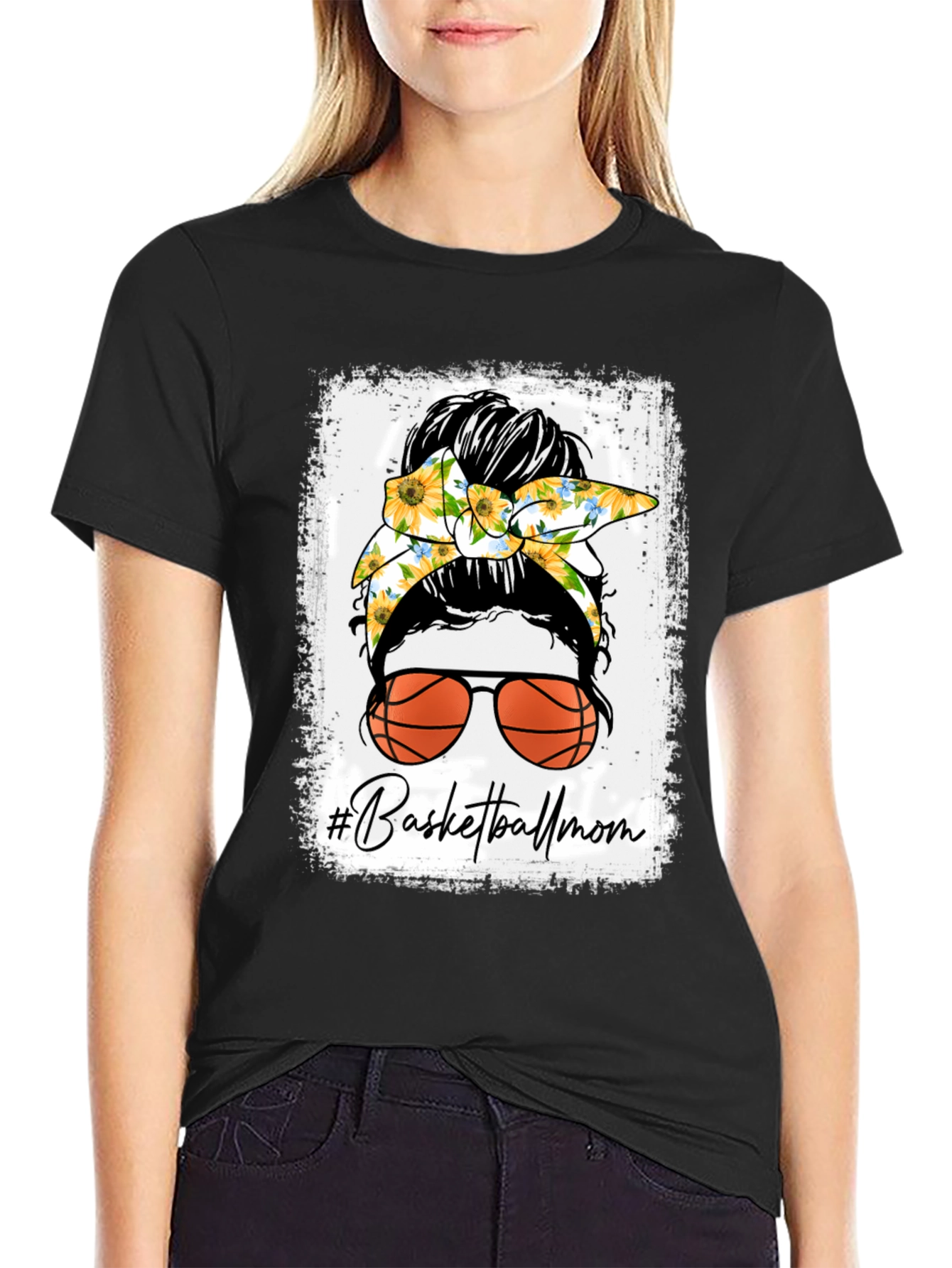 Basketball Mom Messy Bun T-Shirt