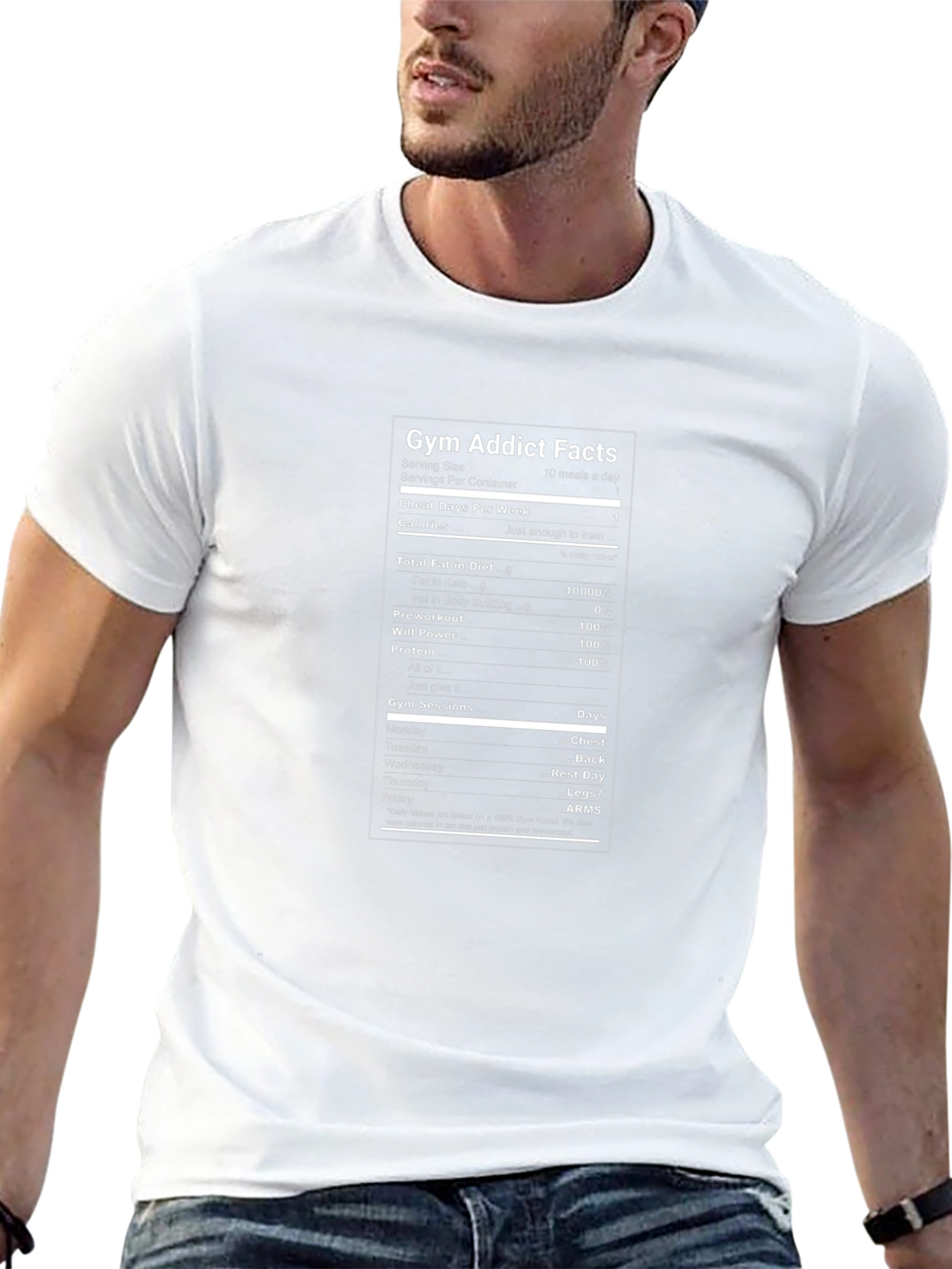 Gym Addict T-Shirt - Fitness Nutrition Facts Tee