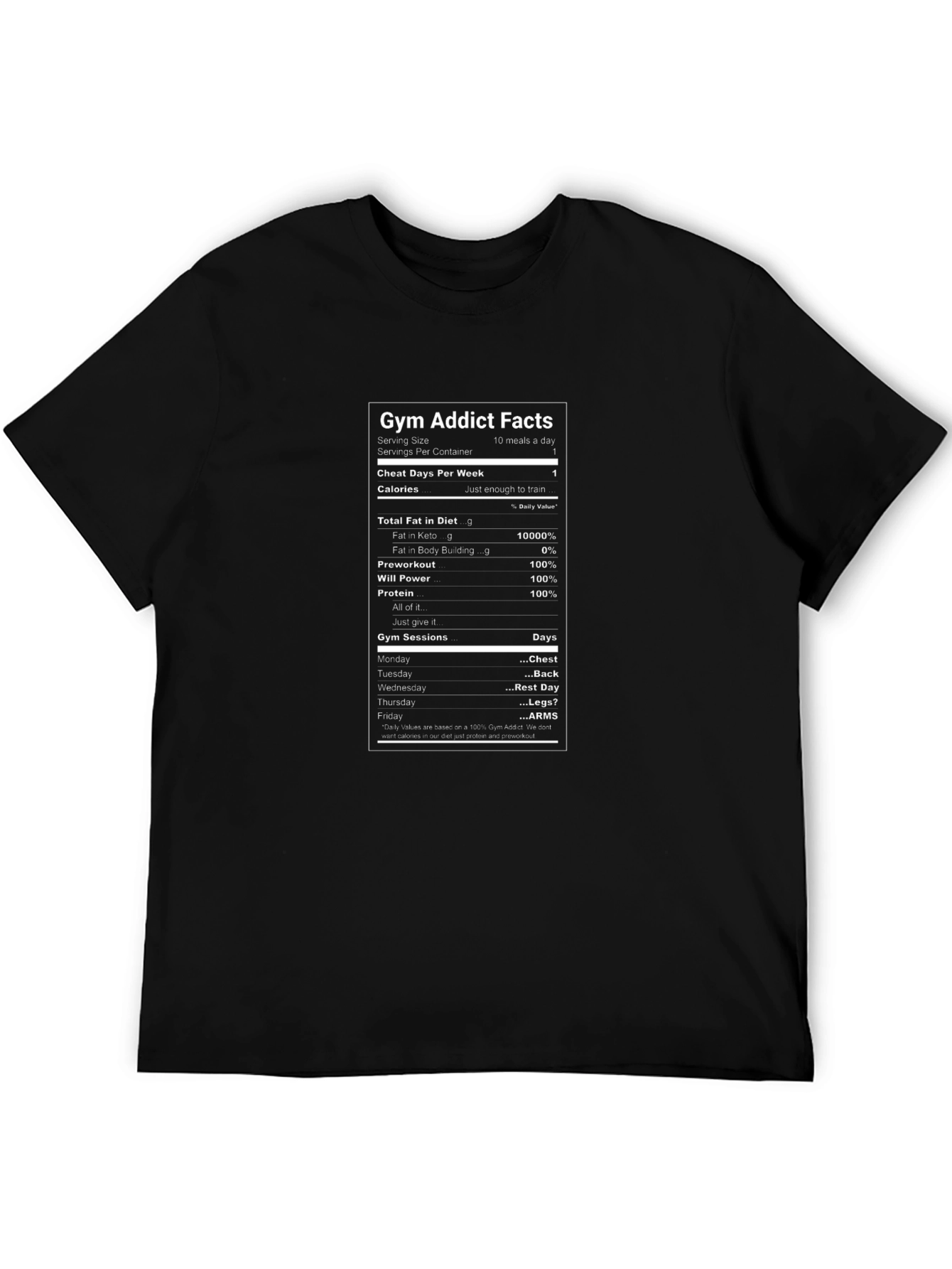 Gym Addict T-Shirt - Fitness Nutrition Facts Tee