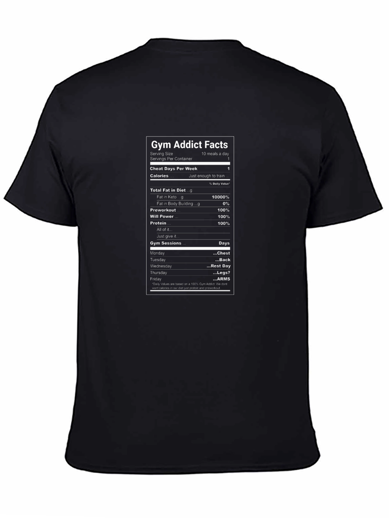 Gym Addict T-Shirt - Fitness Nutrition Facts Tee