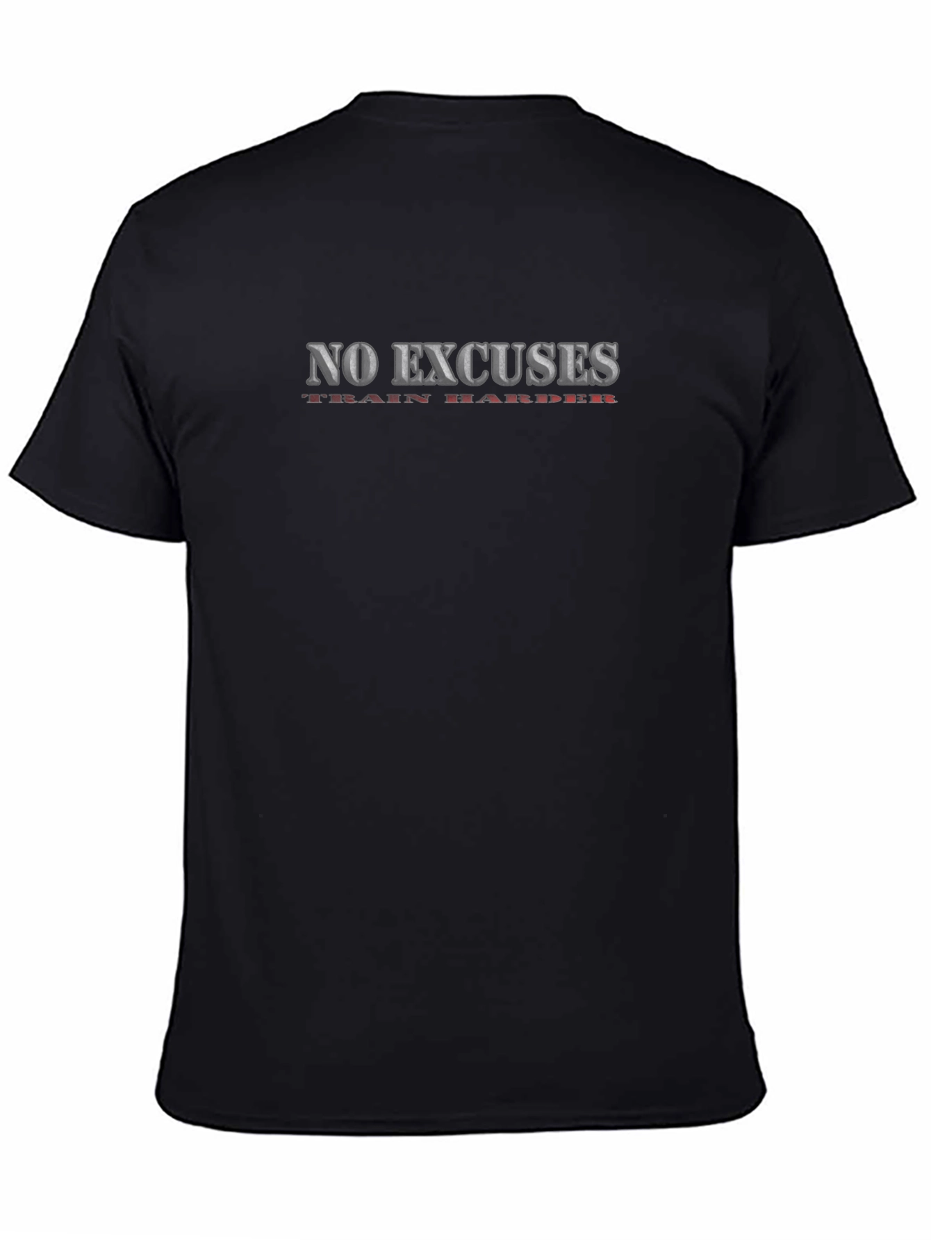 No Excuses Train Harder Black Graphic Tee