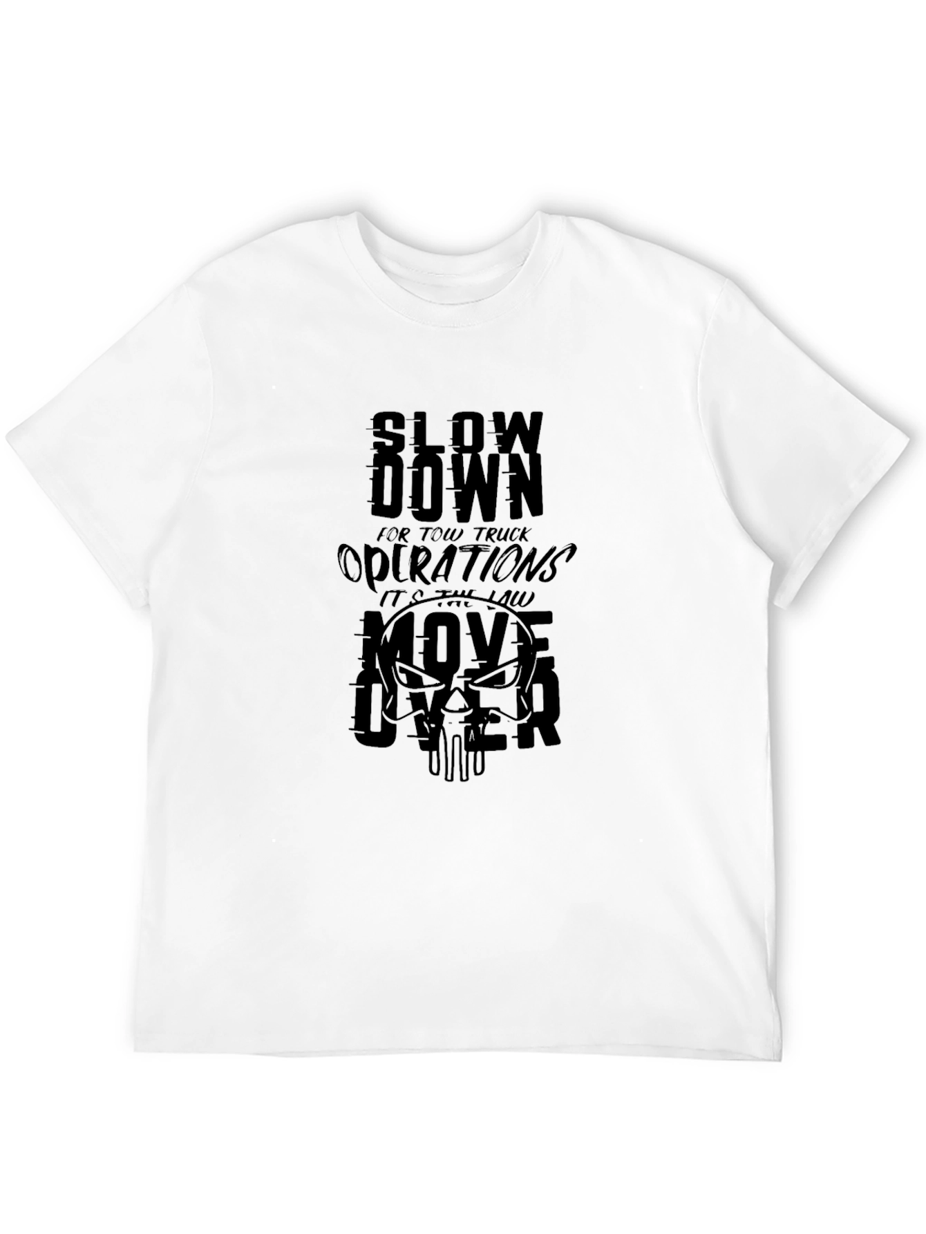 Slow Down Tow Truck Operations Black Graphic Tee