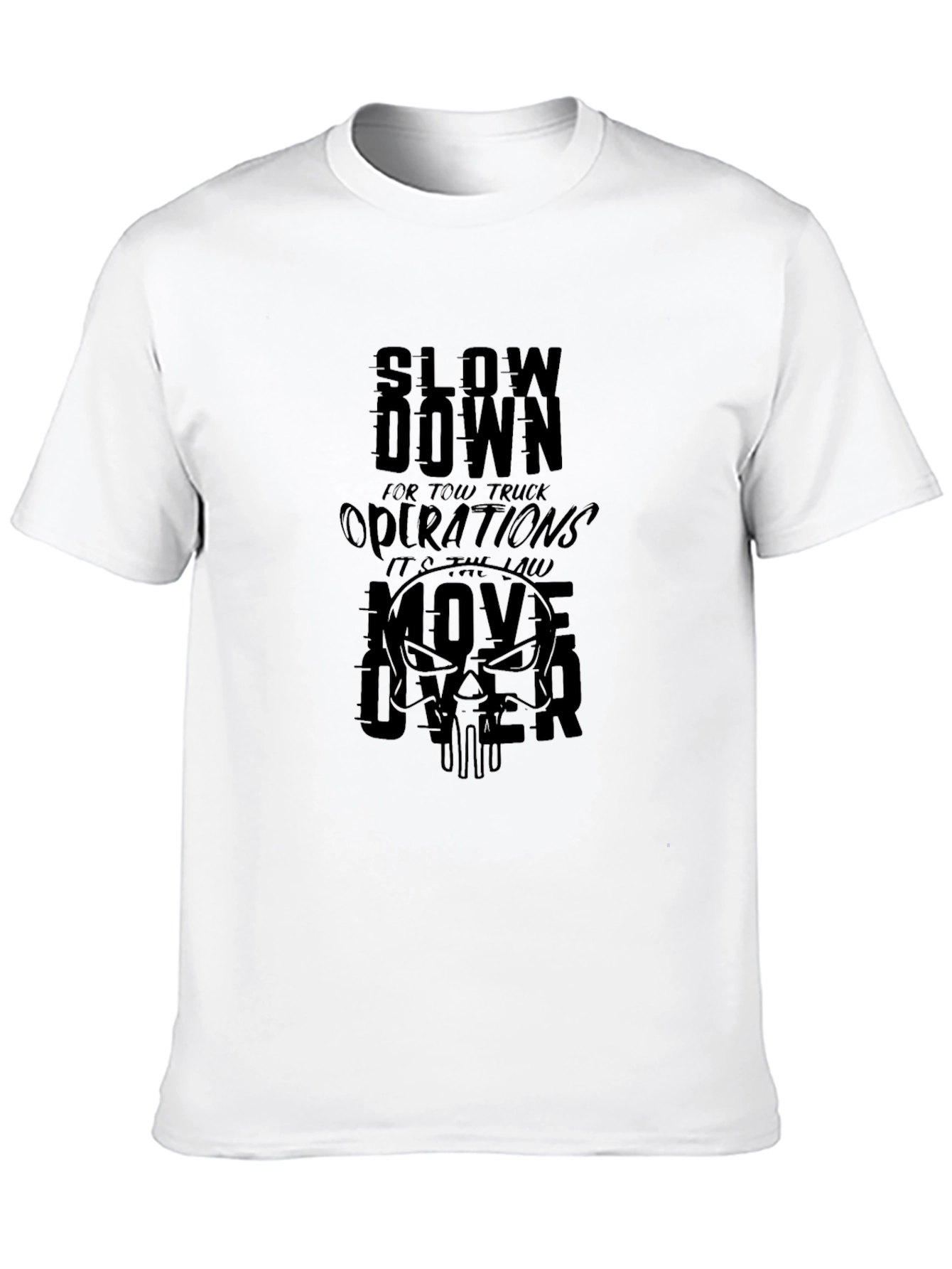 Slow Down Tow Truck Operations Black Graphic Tee