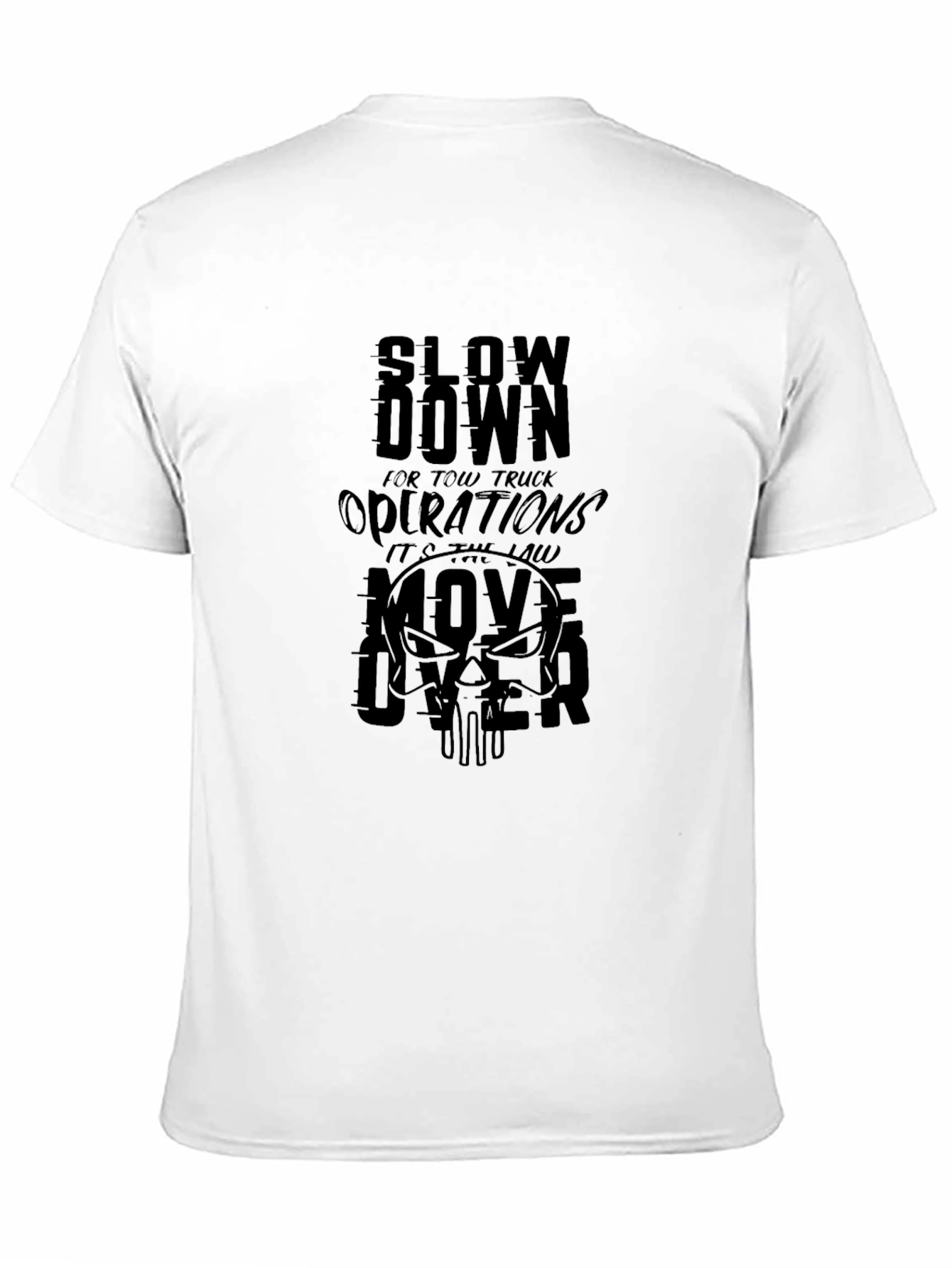 Slow Down Tow Truck Operations Black Graphic Tee