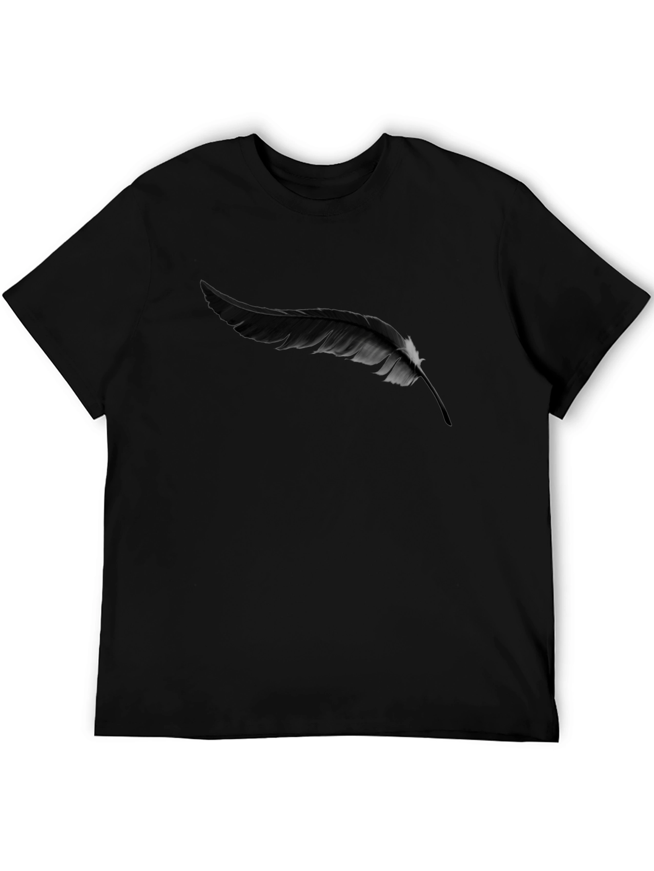 Feather Graphic Print Black T-Shirt