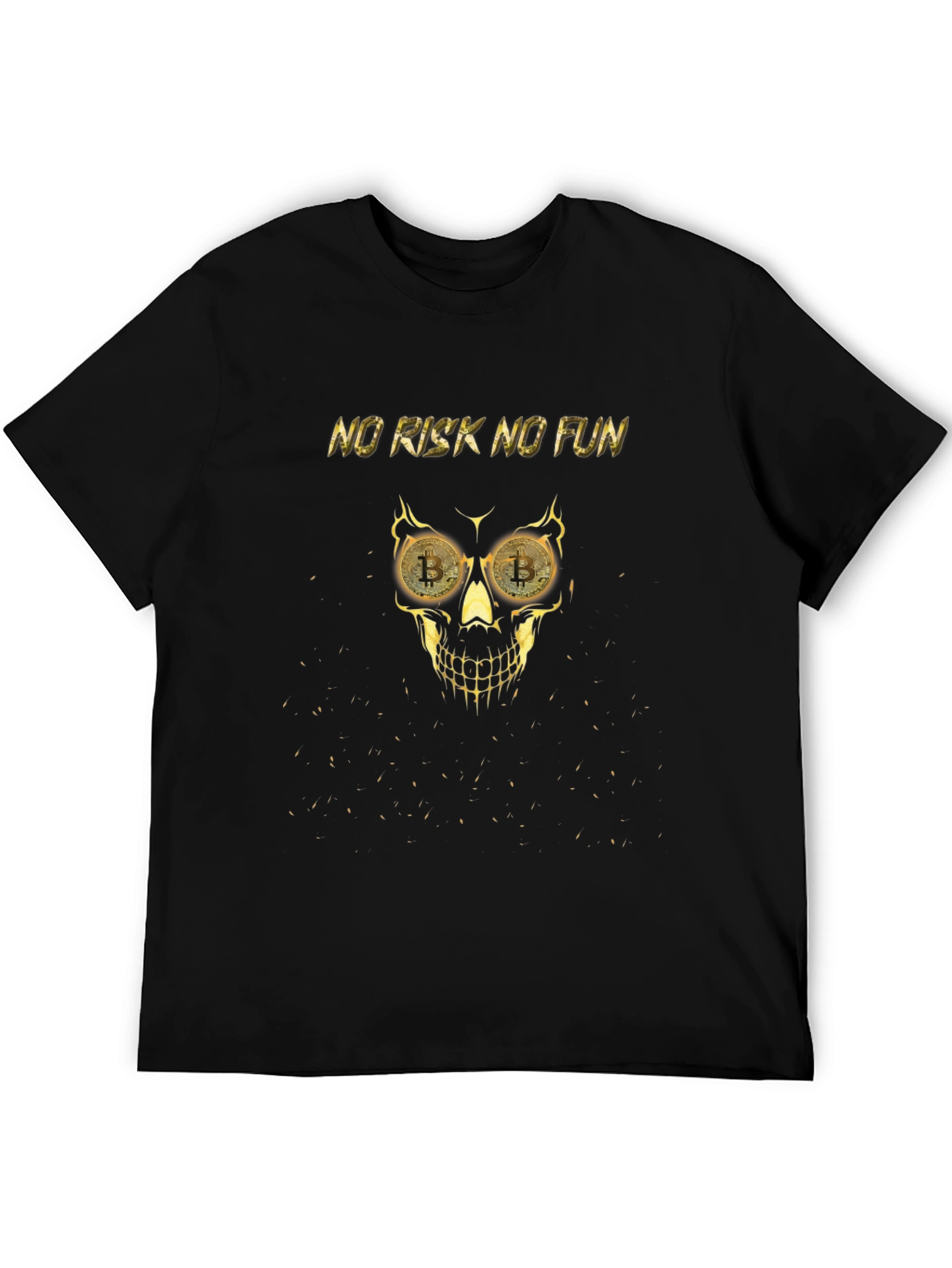 No Risk No Fun Bitcoin Skull Graphic Tee