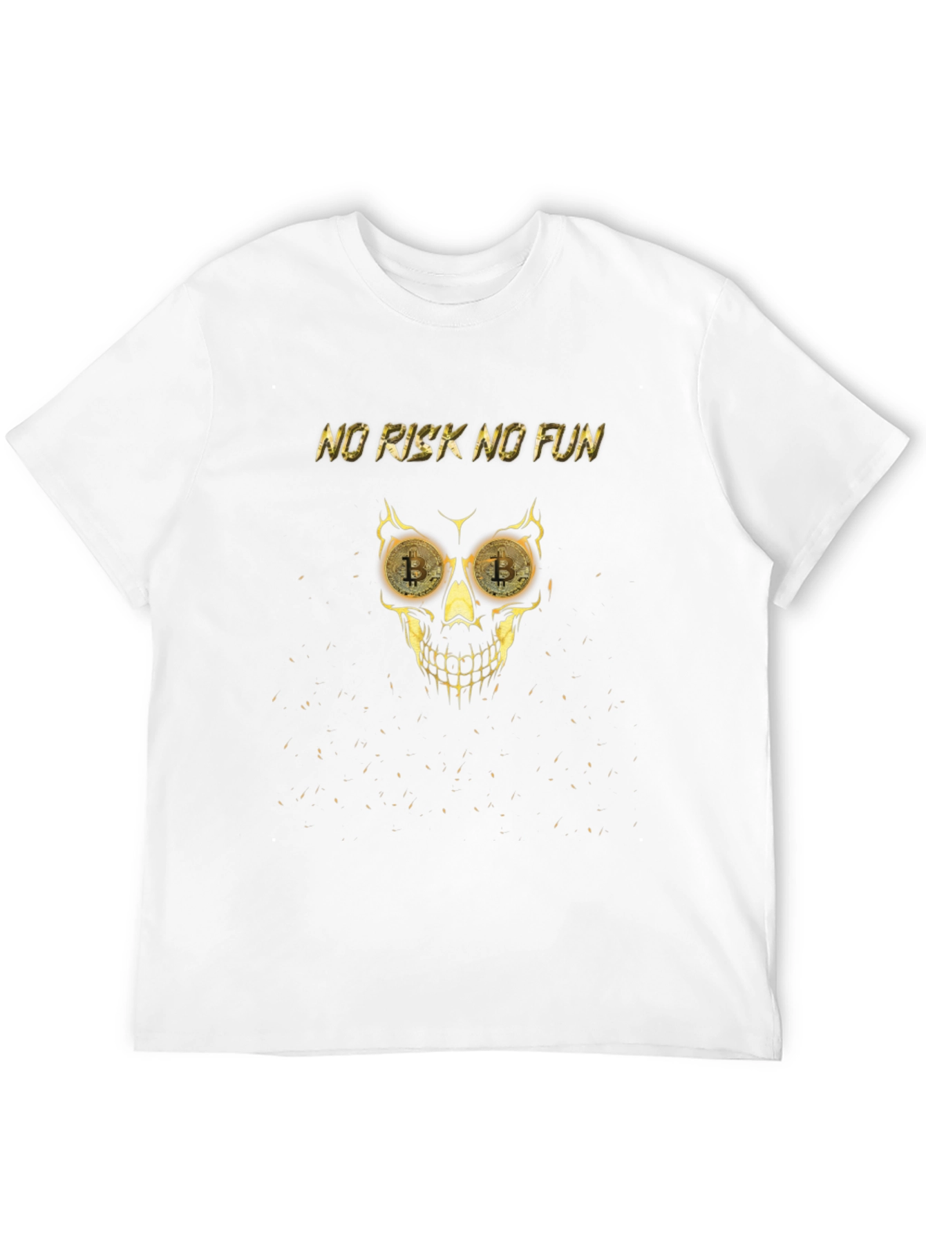 No Risk No Fun Bitcoin Skull Graphic Tee