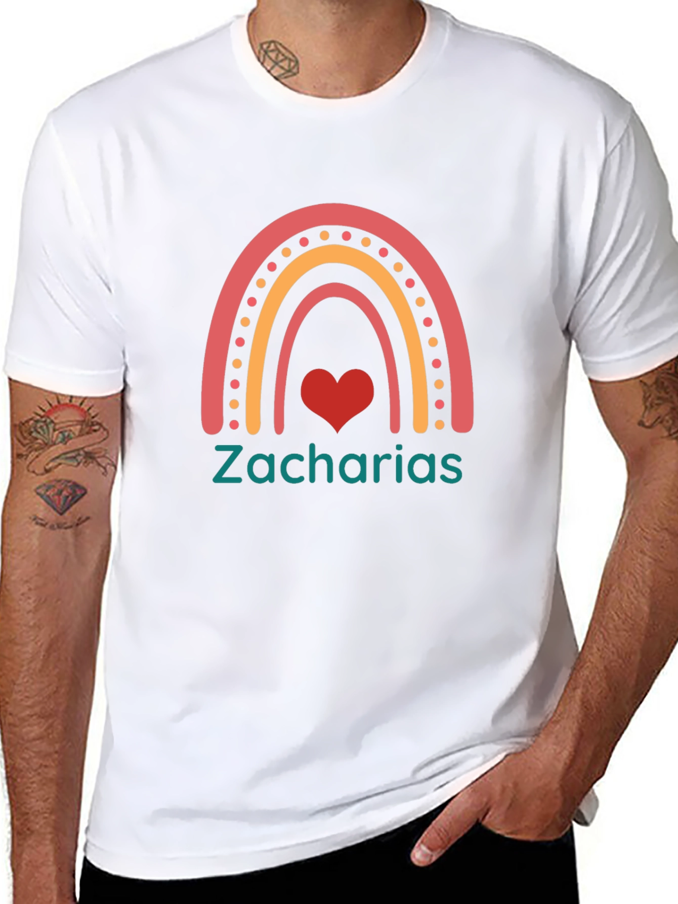 Zacharias Rainbow Heart T-Shirt - Black