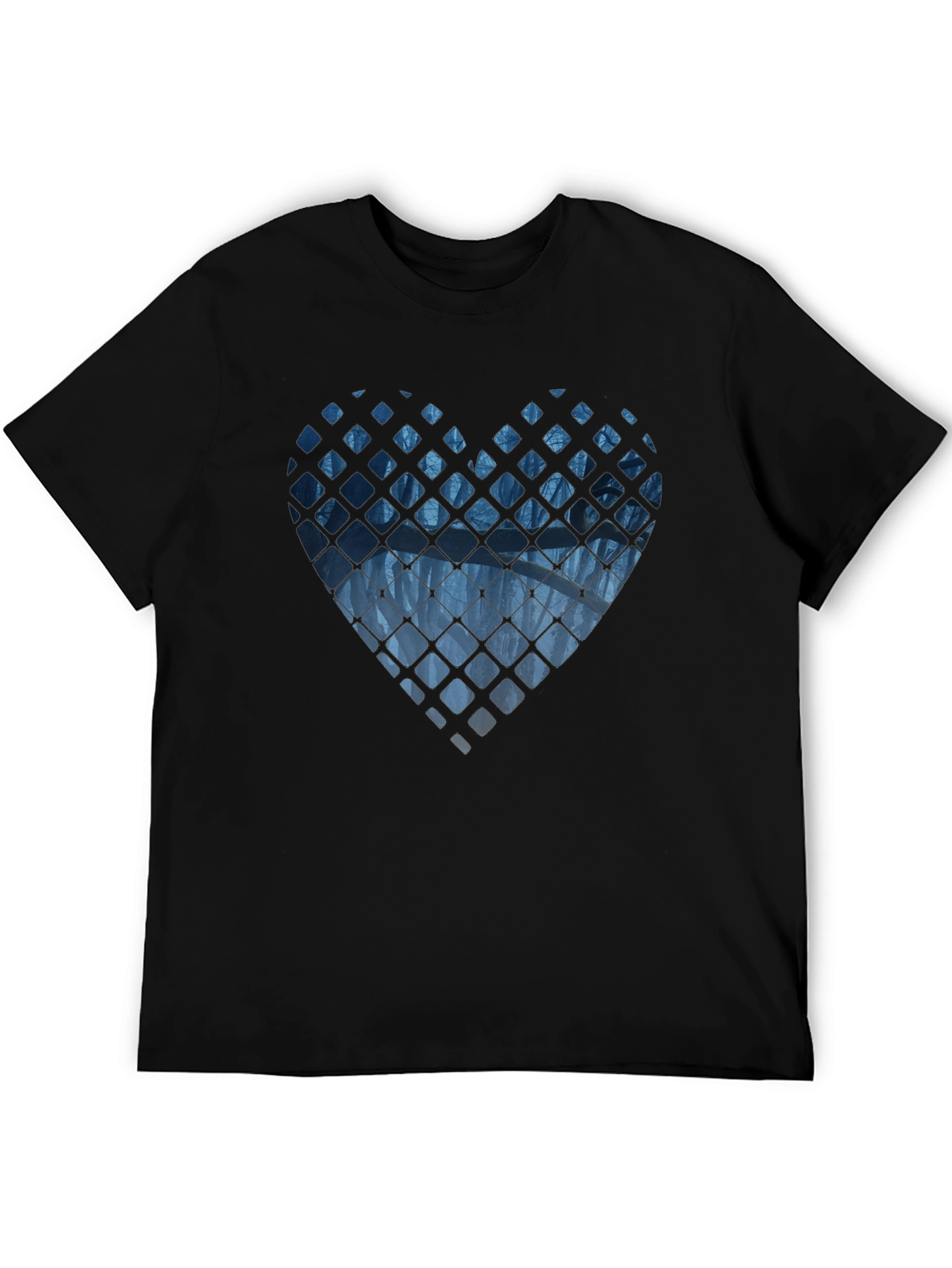 Abstract Heart Graphic Mens Black T-Shirt