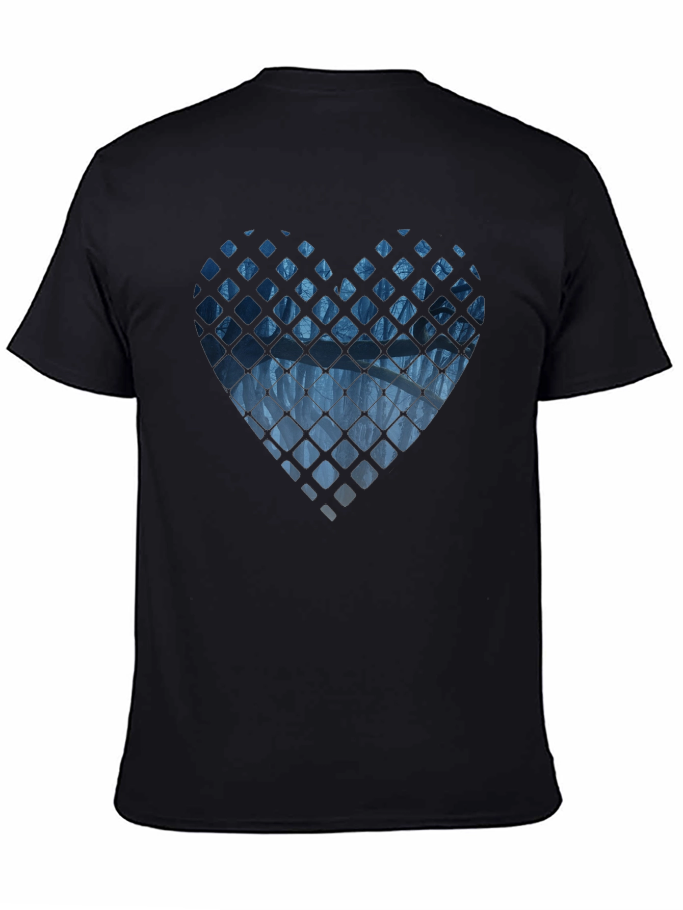 Abstract Heart Graphic Mens Black T-Shirt