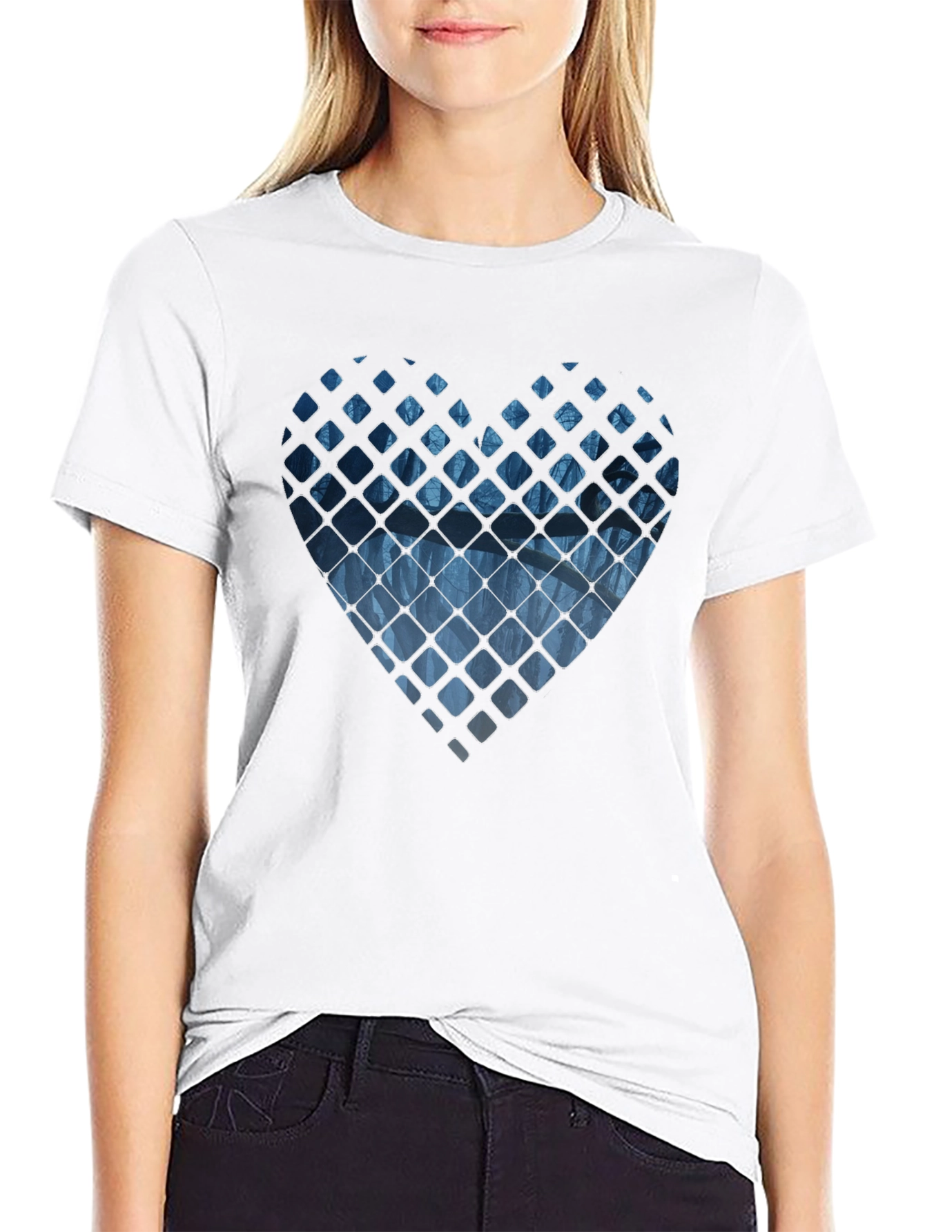 Abstract Heart Graphic Mens Black T-Shirt