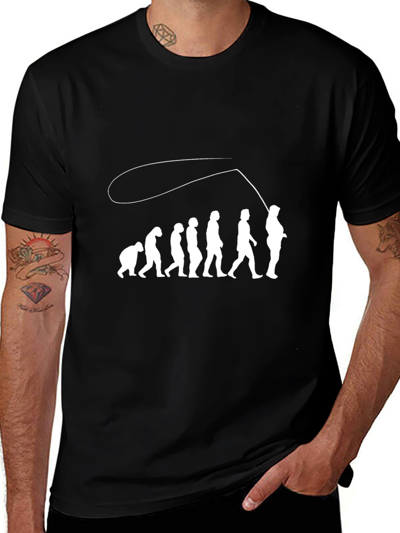 Evolution to Fisherman Black Graphic Tee