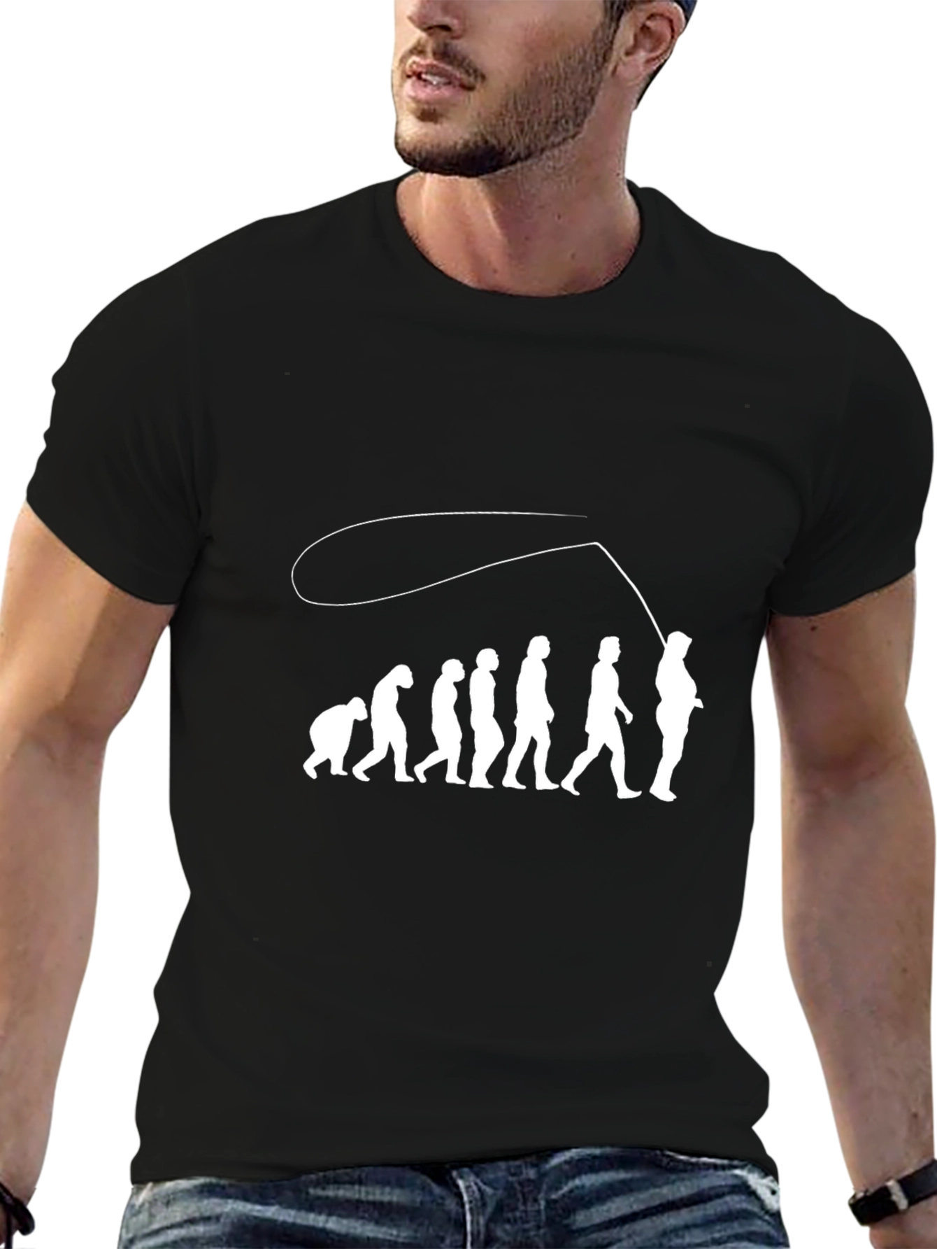 Evolution to Fisherman Black Graphic Tee