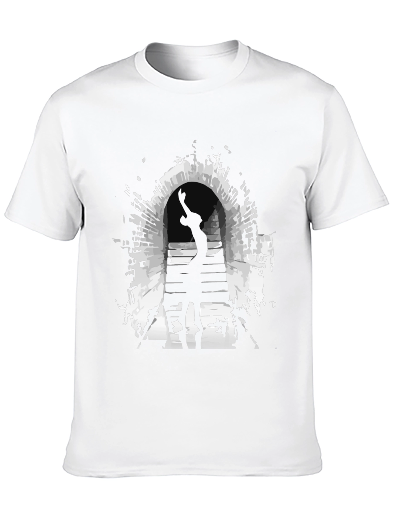 Mysterious Portal Graphic Tee - Black Cotton Shirt