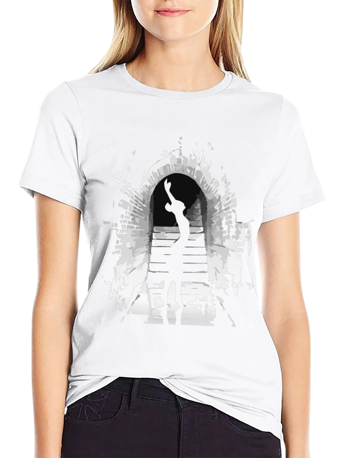 Mysterious Portal Graphic Tee - Black Cotton Shirt