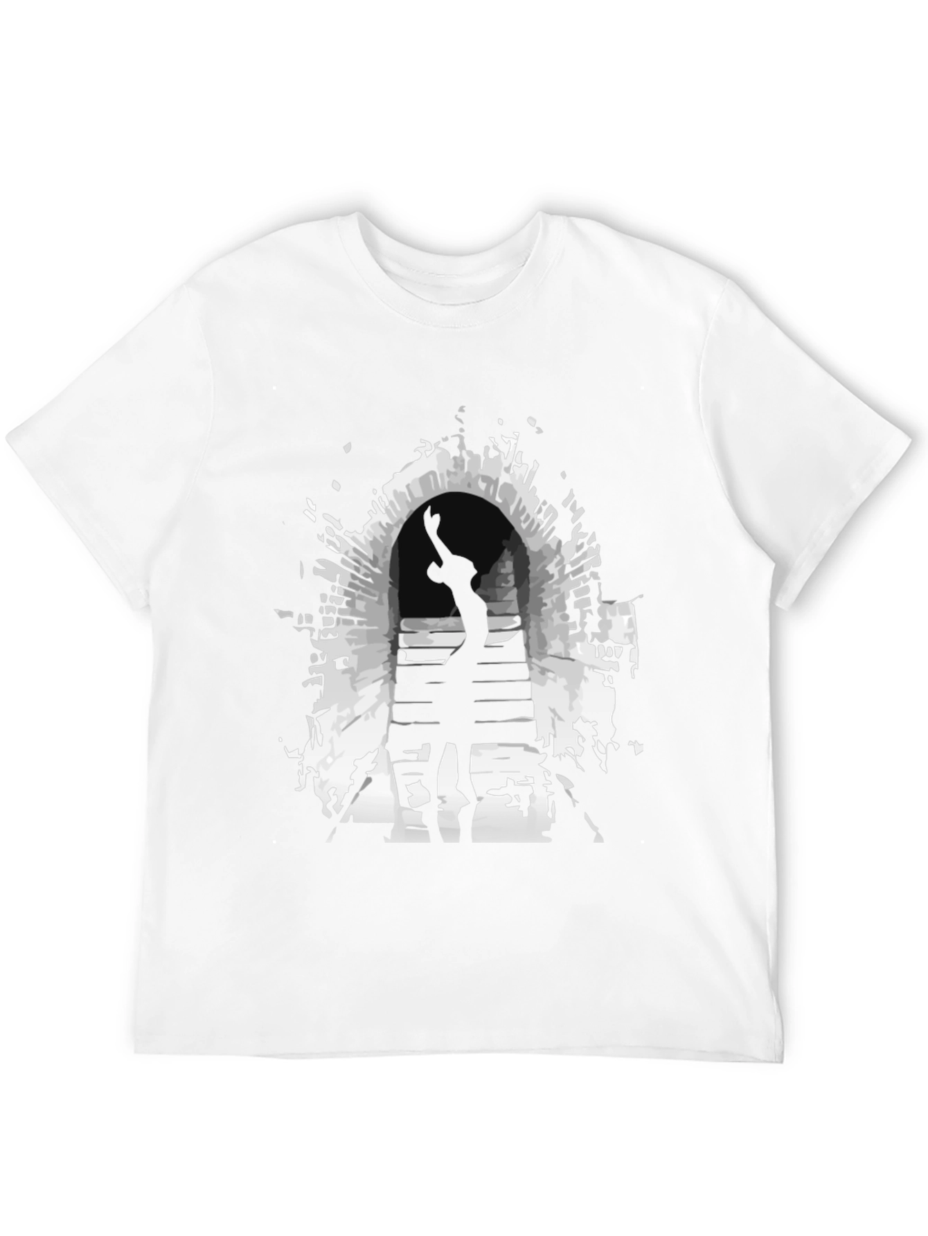 Mysterious Portal Graphic Tee - Black Cotton Shirt