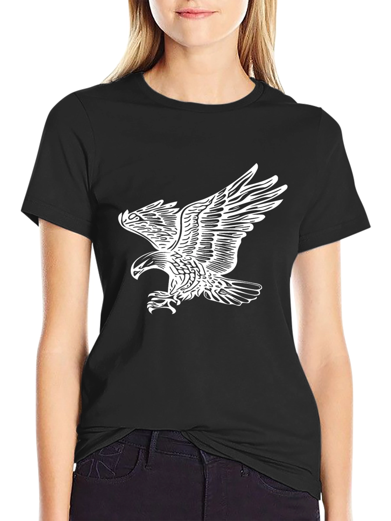 Bold Eagle Graphic Tee - Black Cotton