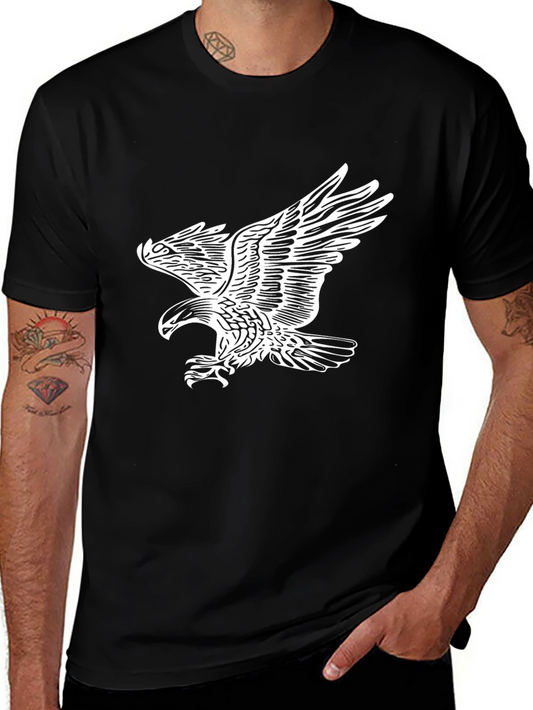 Bold Eagle Graphic Tee - Black Cotton