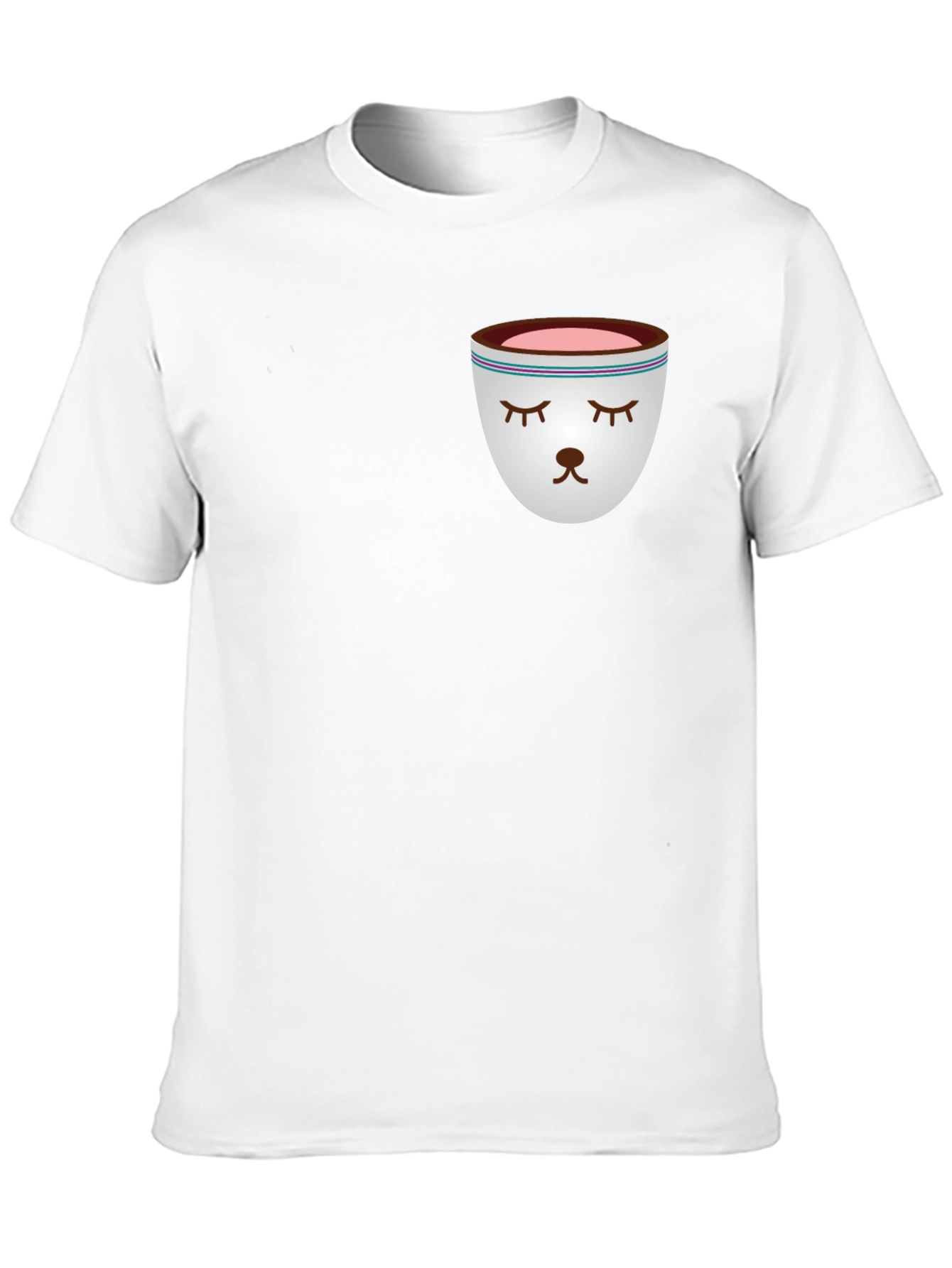Sleepy Tea Cup Design Black T-Shirt