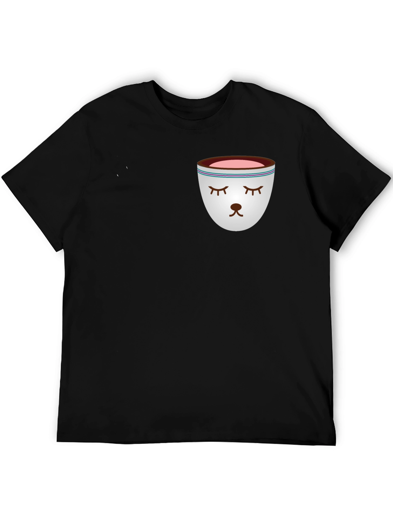 Sleepy Tea Cup Design Black T-Shirt