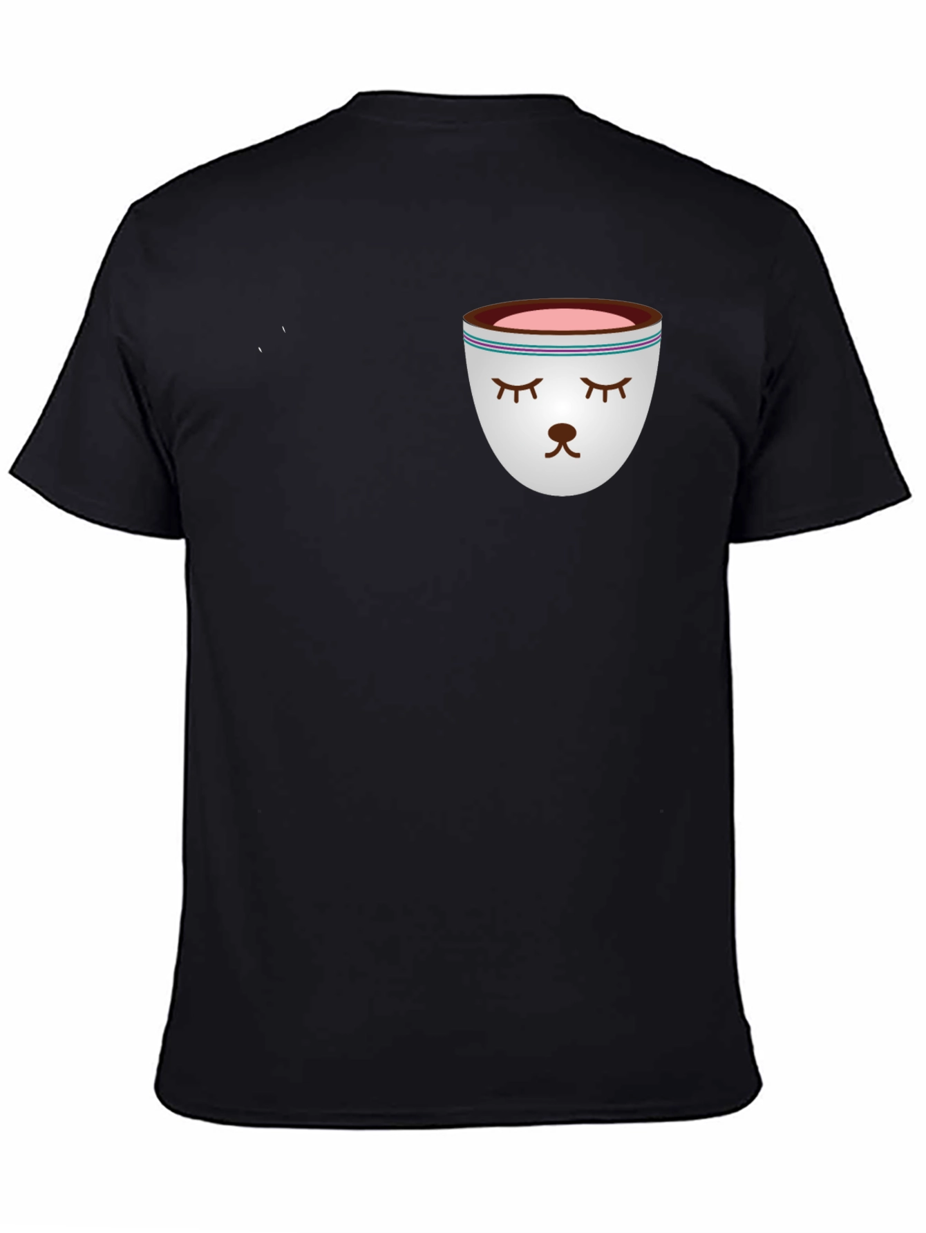 Sleepy Tea Cup Design Black T-Shirt