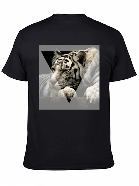 Tiger Graphic Print Tee - Mens Short Sleeve Black T-Shirt