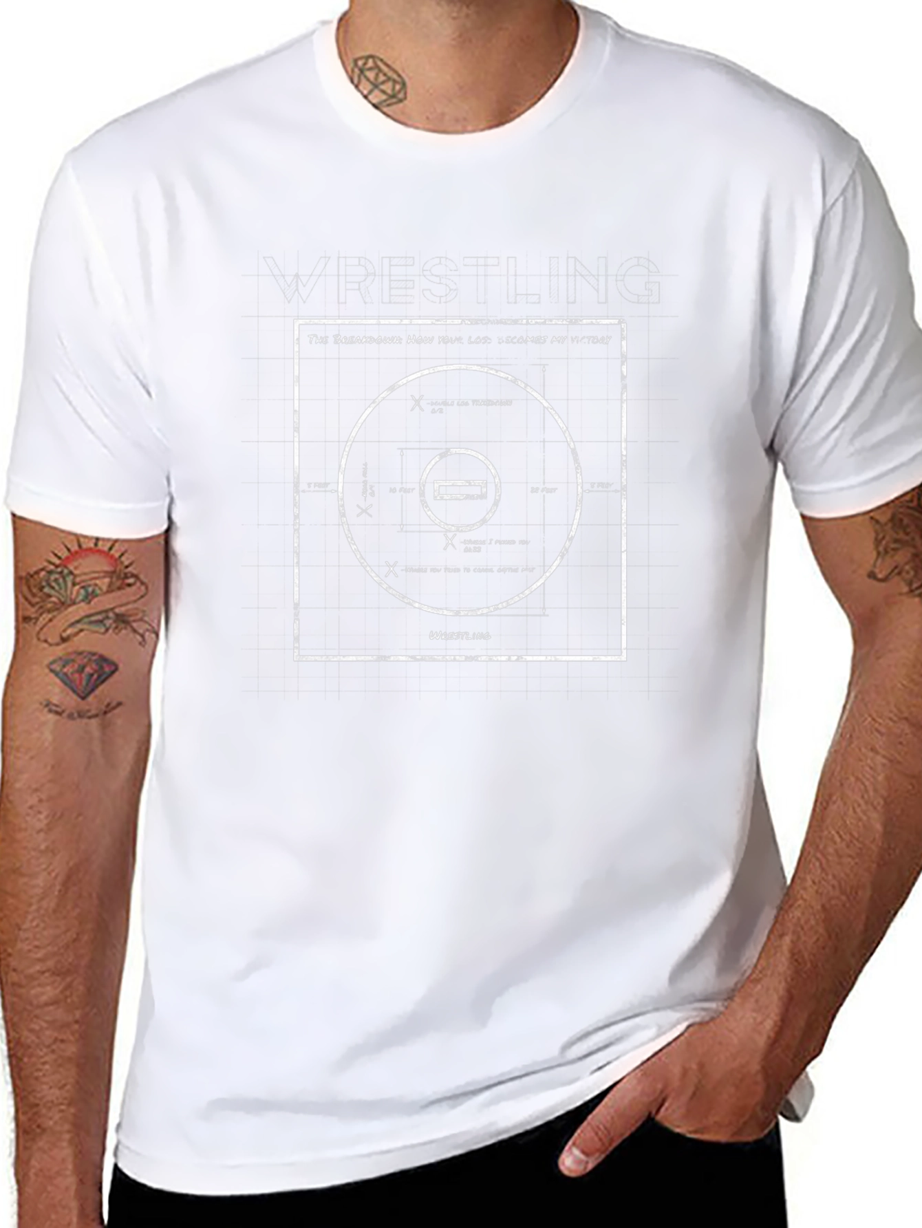 Wrestling Blueprint Graphic T-Shirt